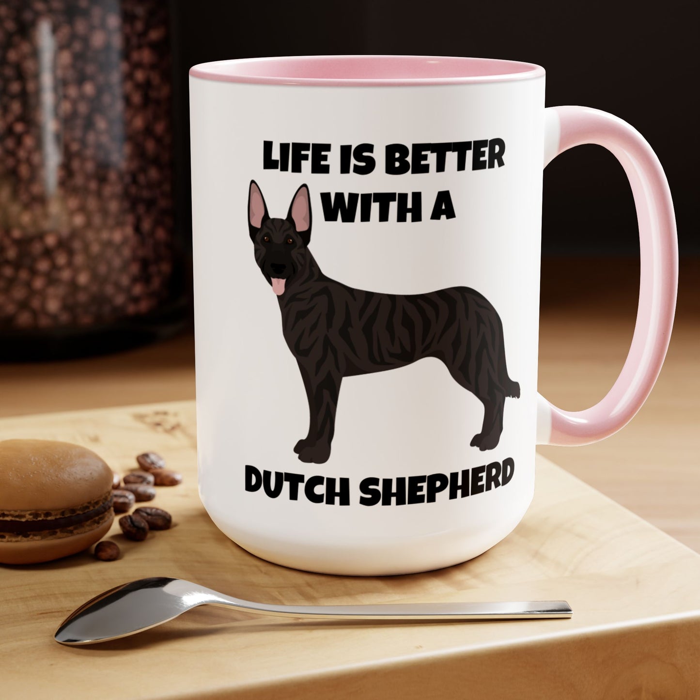 Dutch Shepherd Dog, Life is Better with a Dutch Shepherd, Two-Tone Coffee Mugs, 15oz