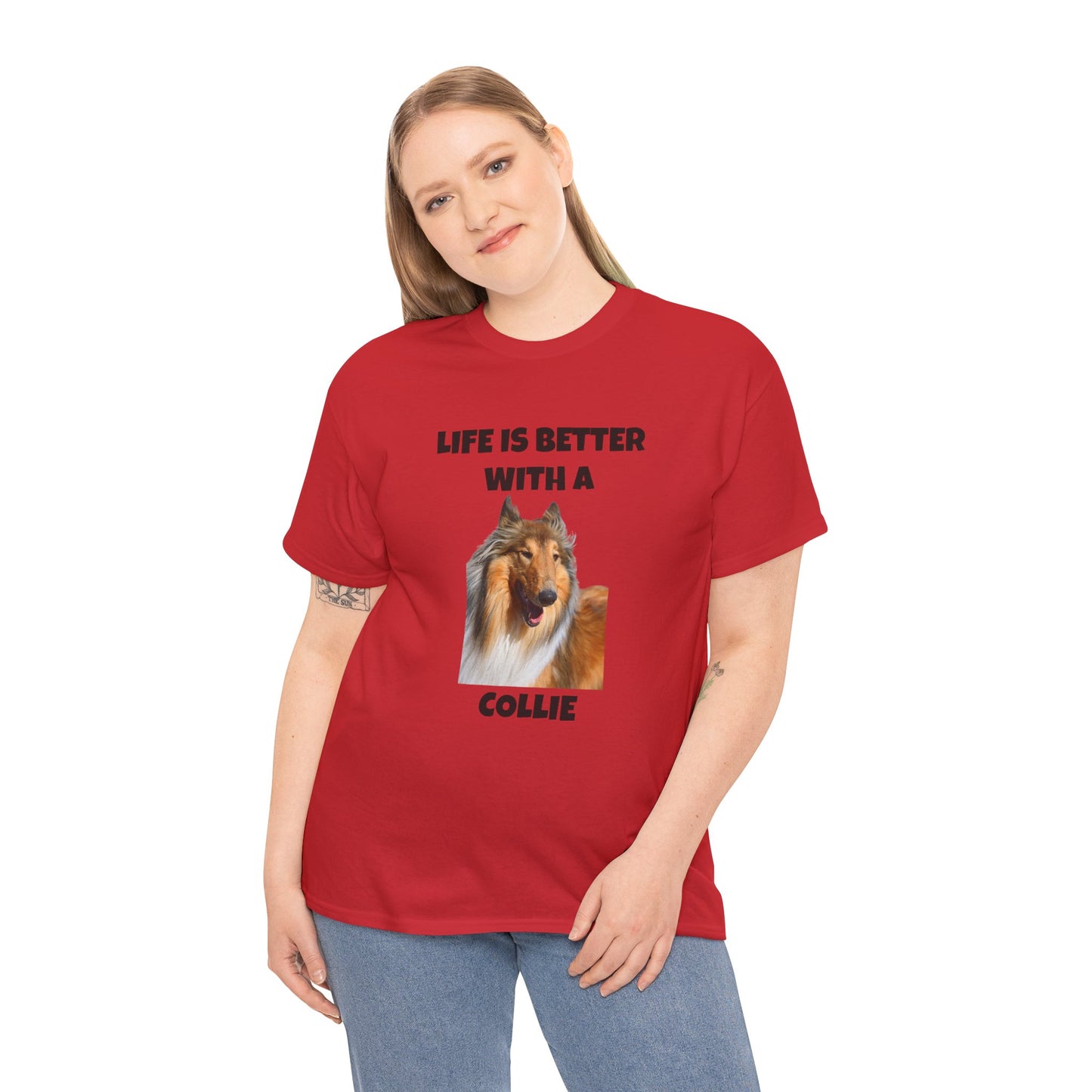 Collie Dog, Life is Better with a Collie, Unisex Heavy Cotton Tee