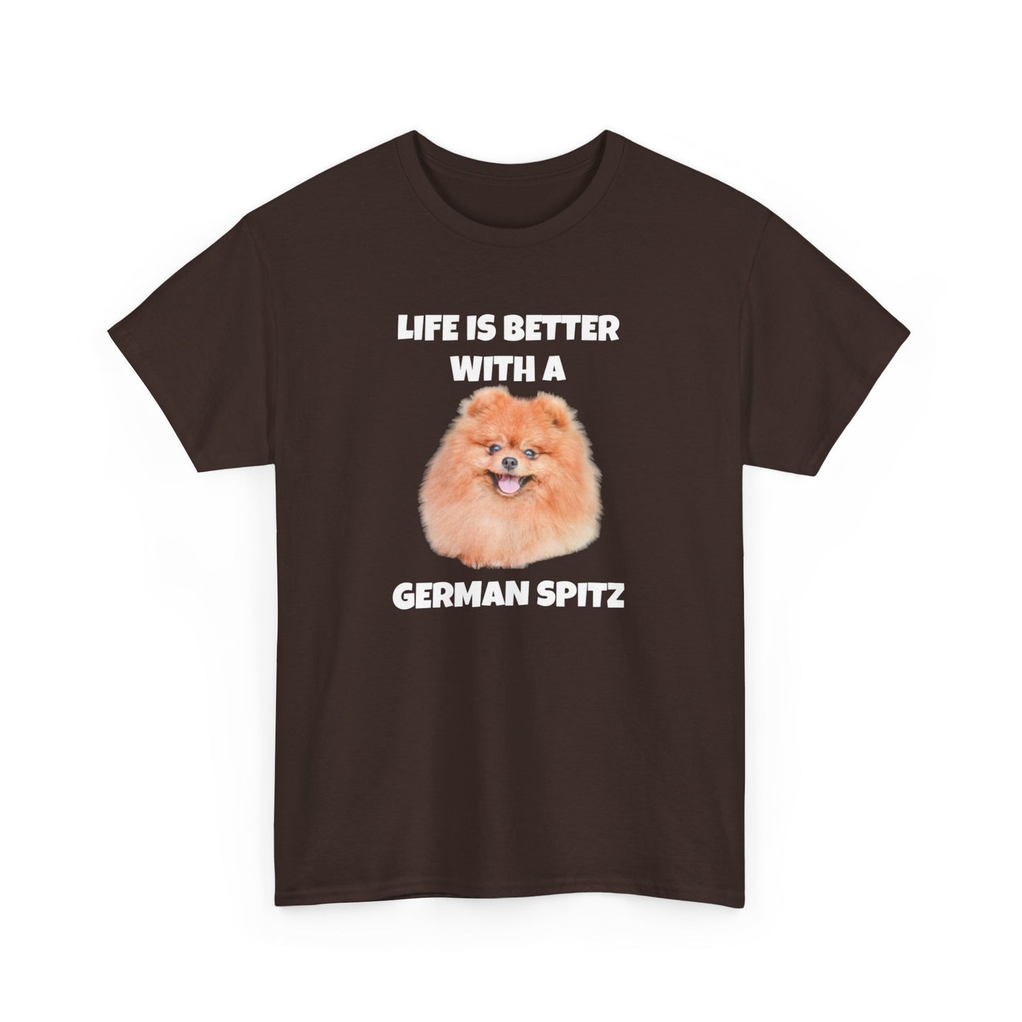 German Spitz, German Spitz Dog, Life is Better with a German Spitz, Dark Unisex Heavy Cotton Tee