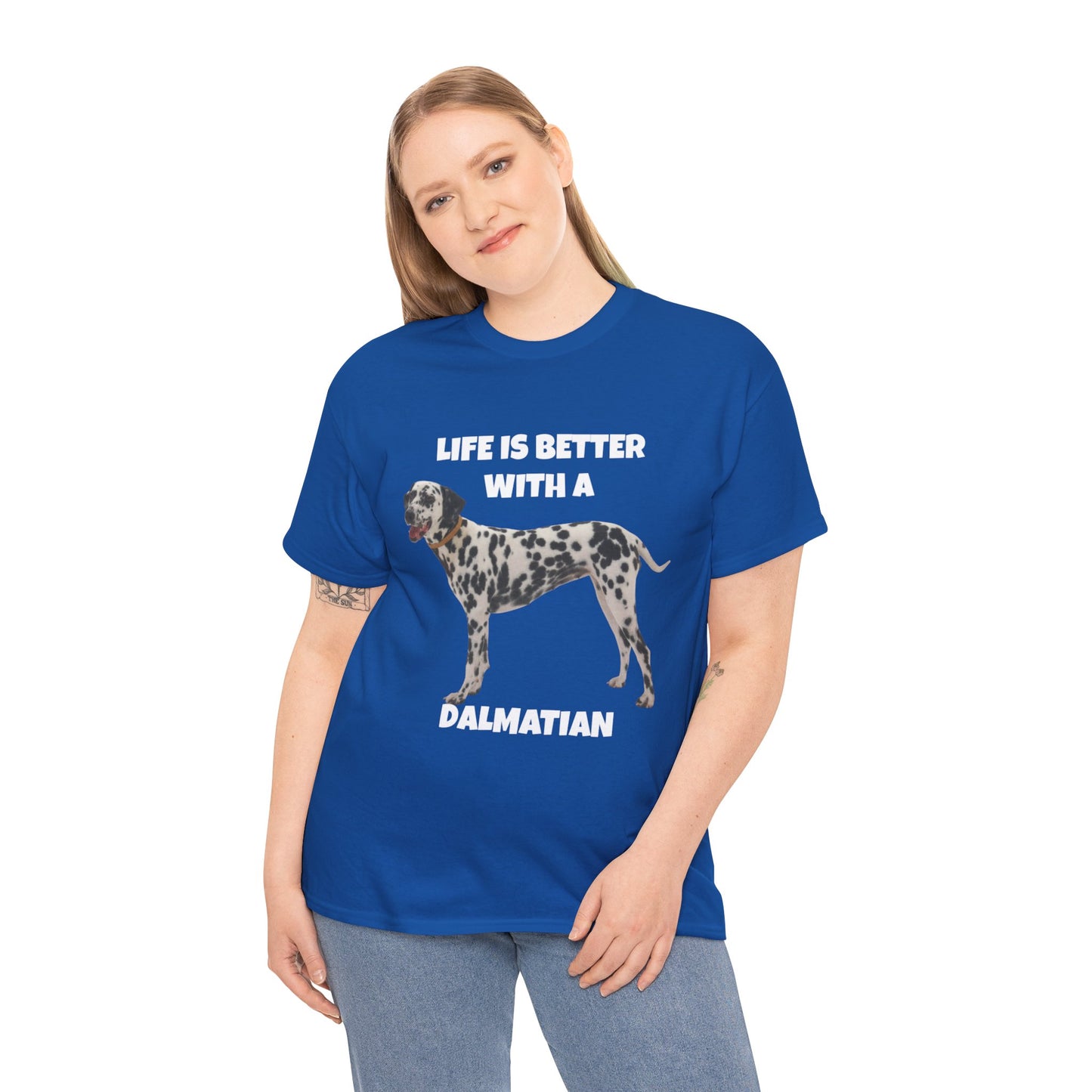 Dalmatian Dog, Life is Better with a Dalmatian, Dark Unisex Heavy Cotton Tee