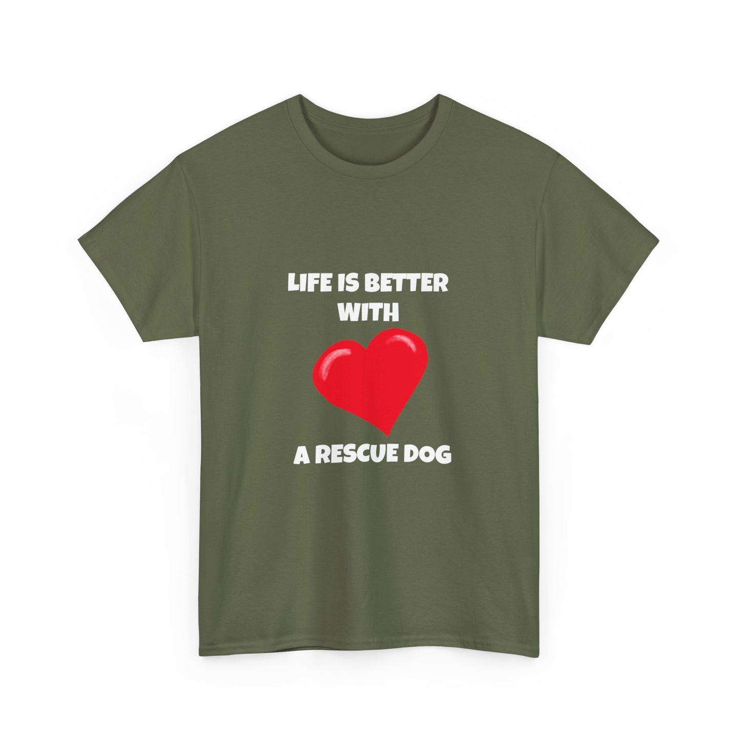 Rescue, Rescue Dog, Life is Better with a Rescue Dog, Dark Unisex Heavy Cotton Tee