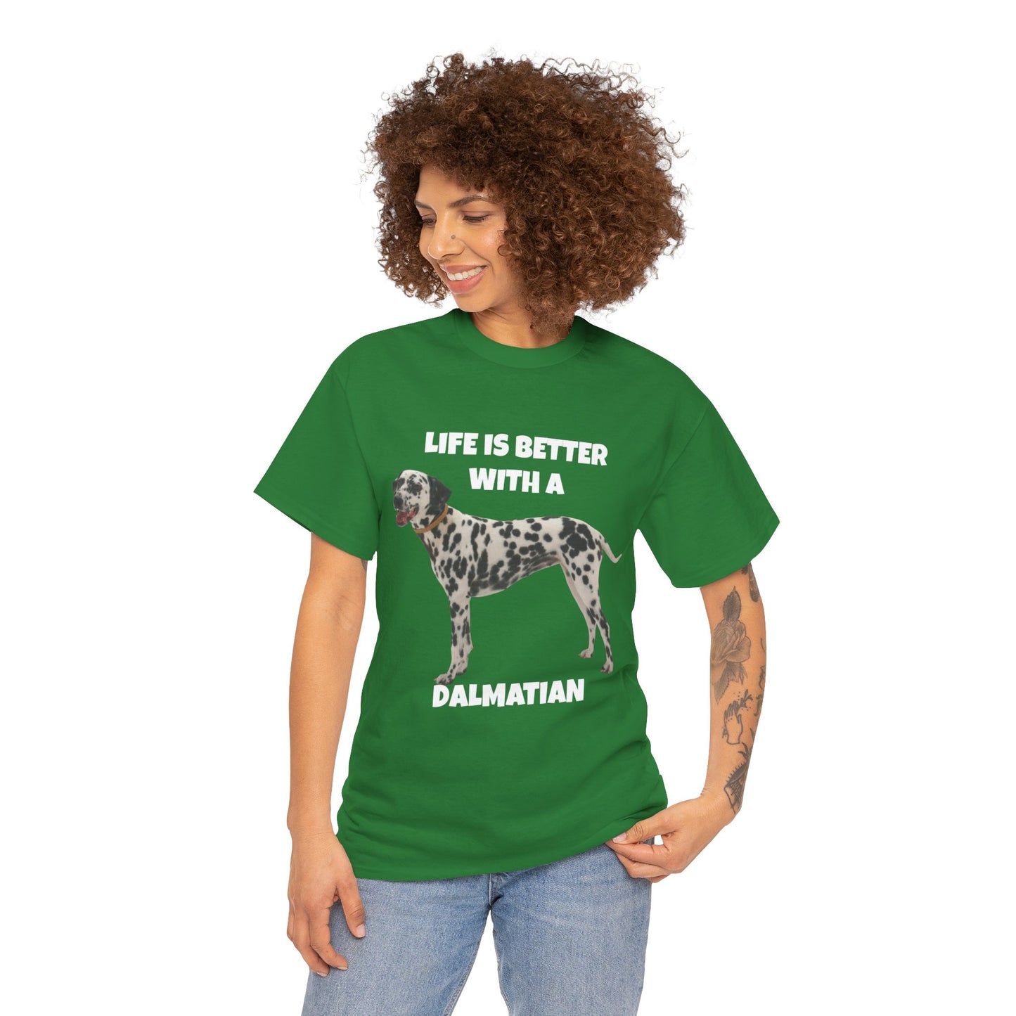 Dalmatian Dog, Life is Better with a Dalmatian, Dark Unisex Heavy Cotton Tee