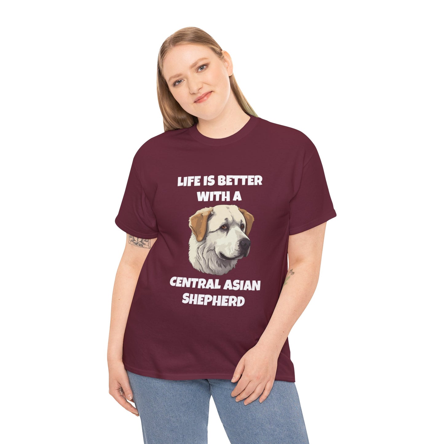 Central Asian Shepherd, Central Asian Shepherd Dog, Life is Better with a Central Asian Shepherd, Dark Unisex Heavy Cotton Tee
