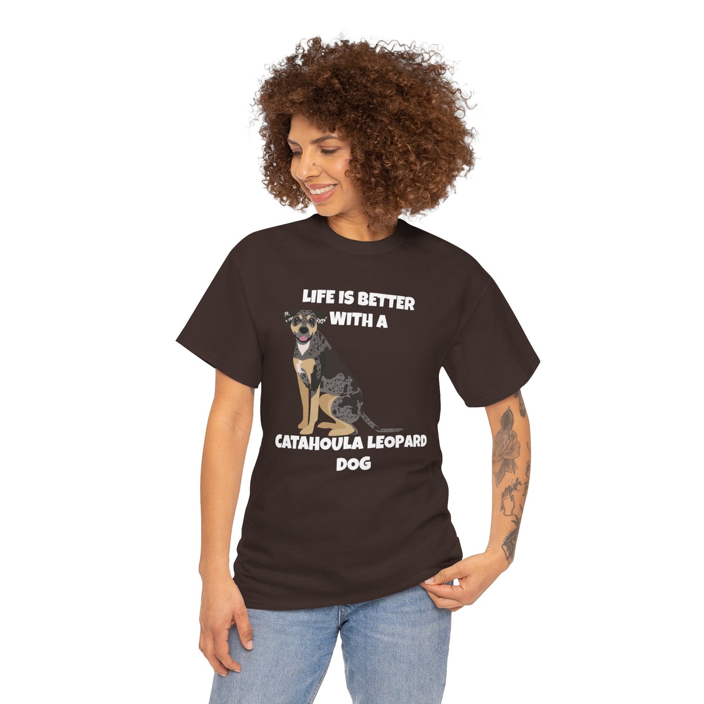 Catahoula Dog, Catahoula, Life is Better with a Catahoula Leopard Dog, Dark Unisex Heavy Cotton Tee