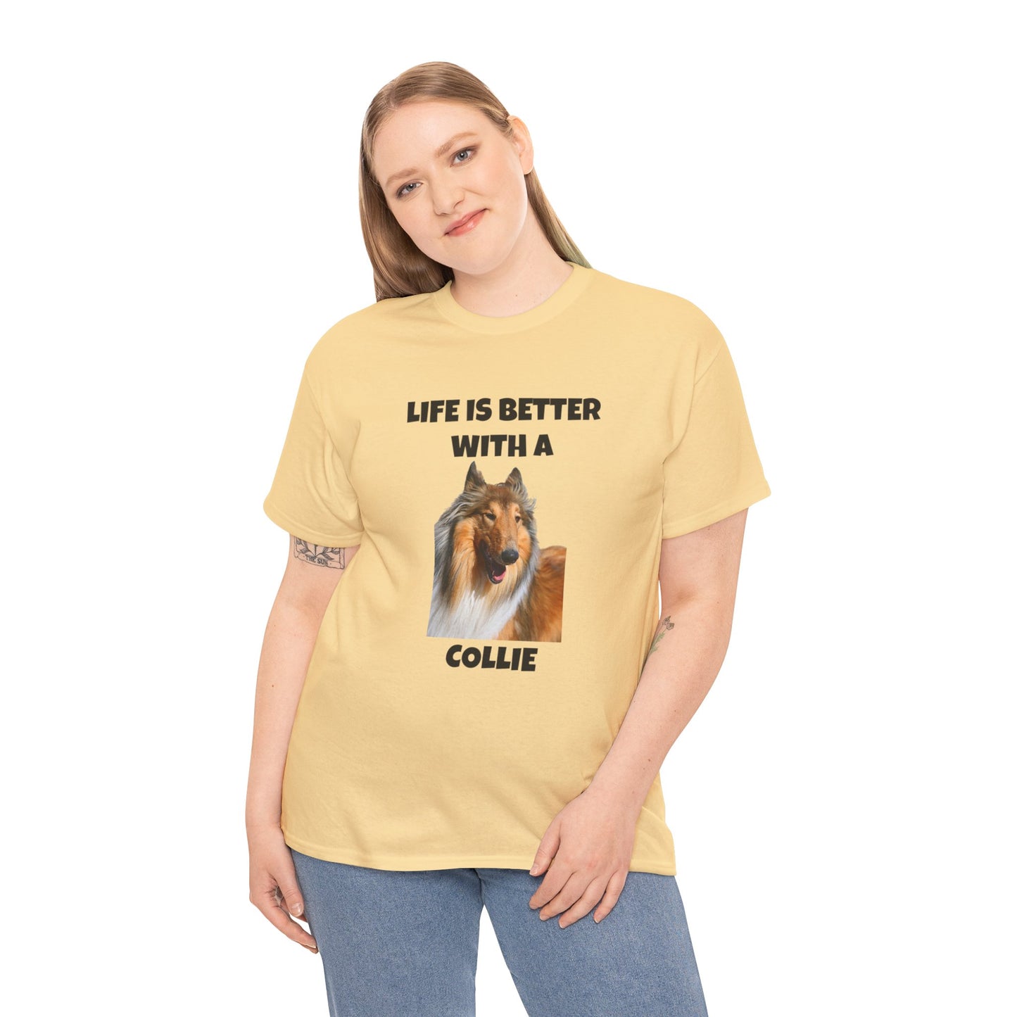 Collie Dog, Life is Better with a Collie, Unisex Heavy Cotton Tee