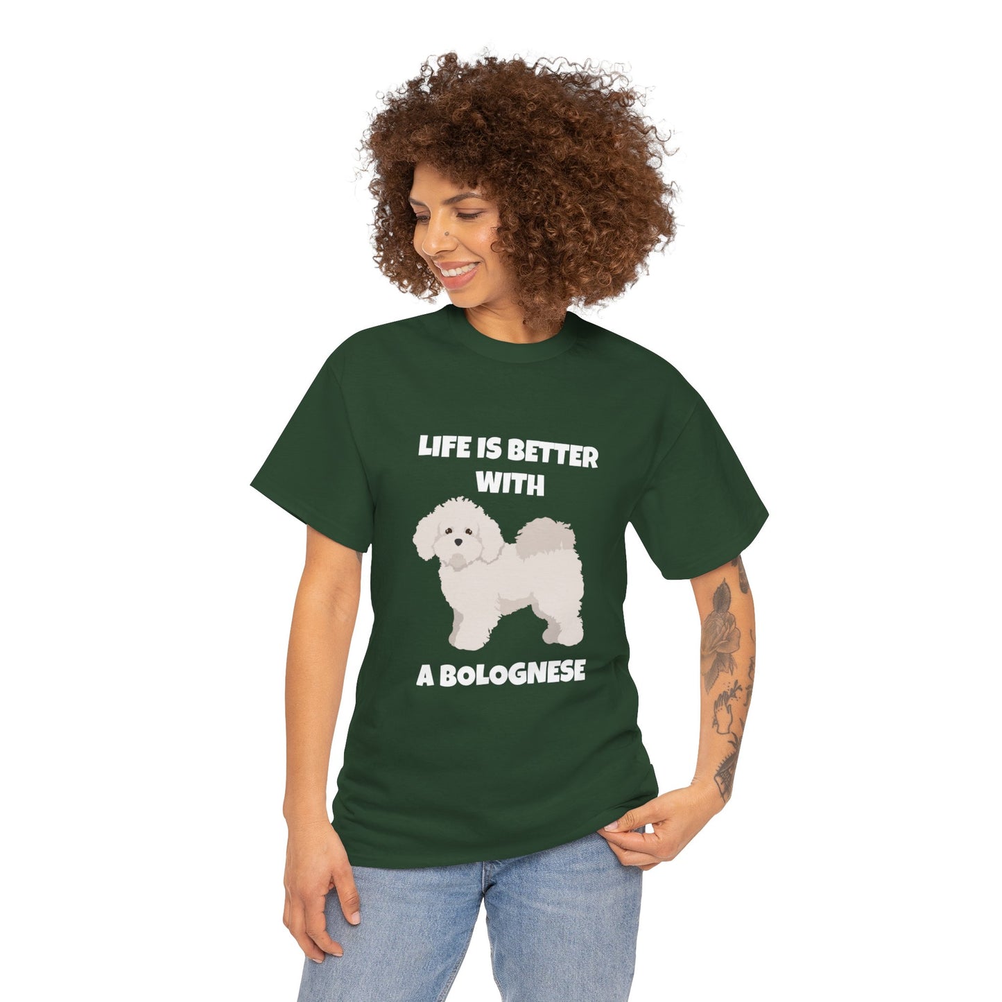 Bolognese, Bolognese Dog, Life is Better With A Bolognese, Dark Unisex Heavy Cotton Tee