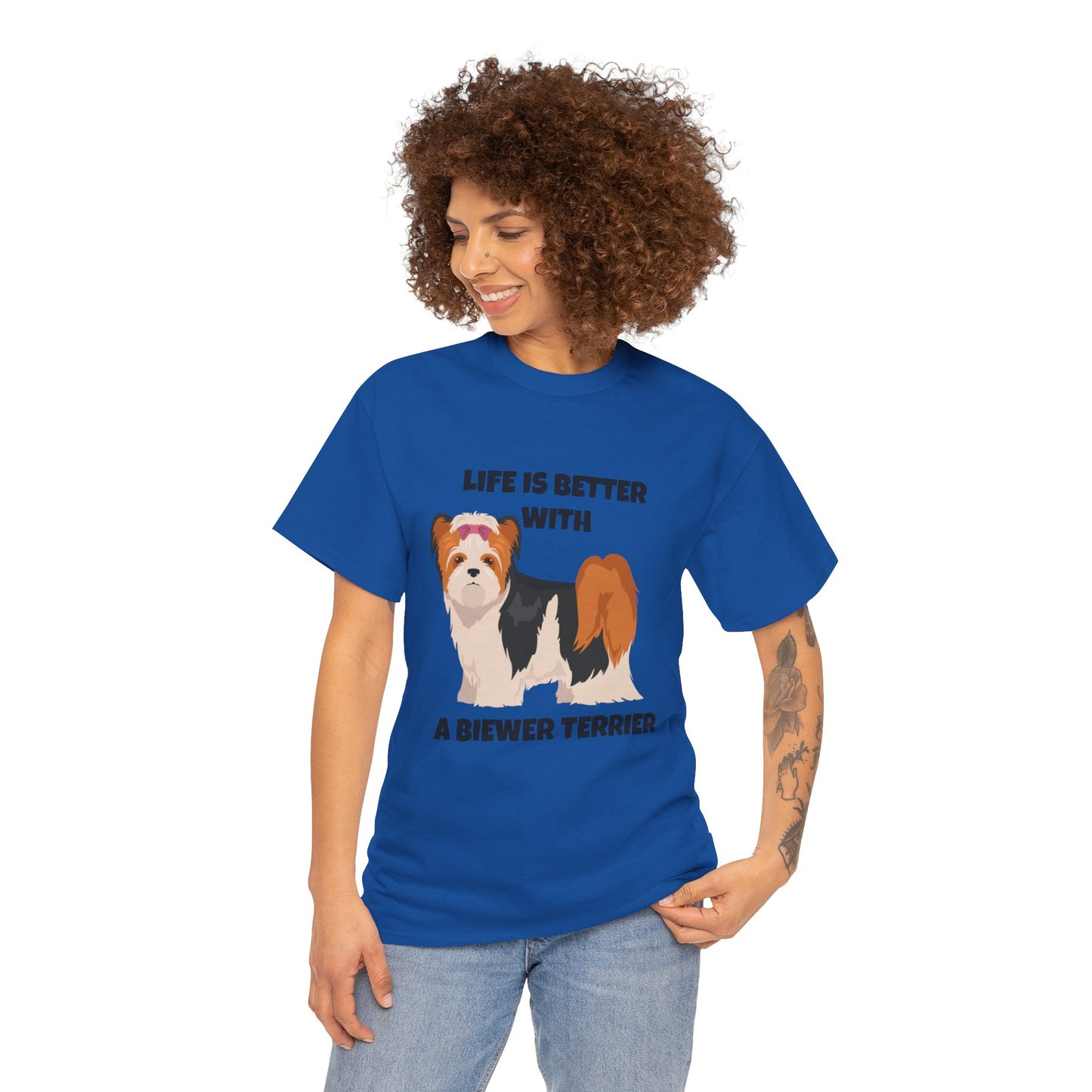 Biewer Terrier, Biewer Terrier Dog, Life is Better with a Biewer Terrier, Unisex Heavy Cotton Tee