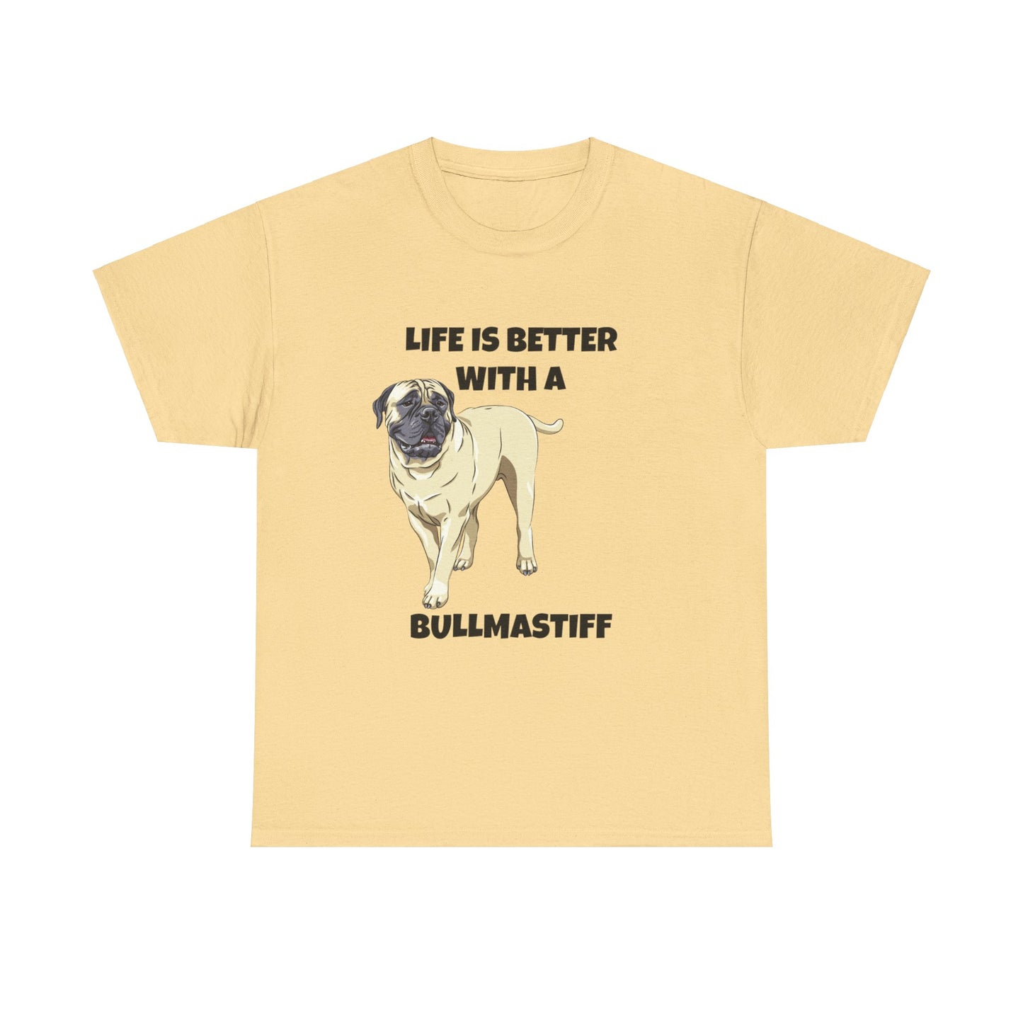 Bullmastiff, Bullmastiff Dog, Mastiff, Life is Better with a Bullmastiff, Unisex Heavy Cotton Tee