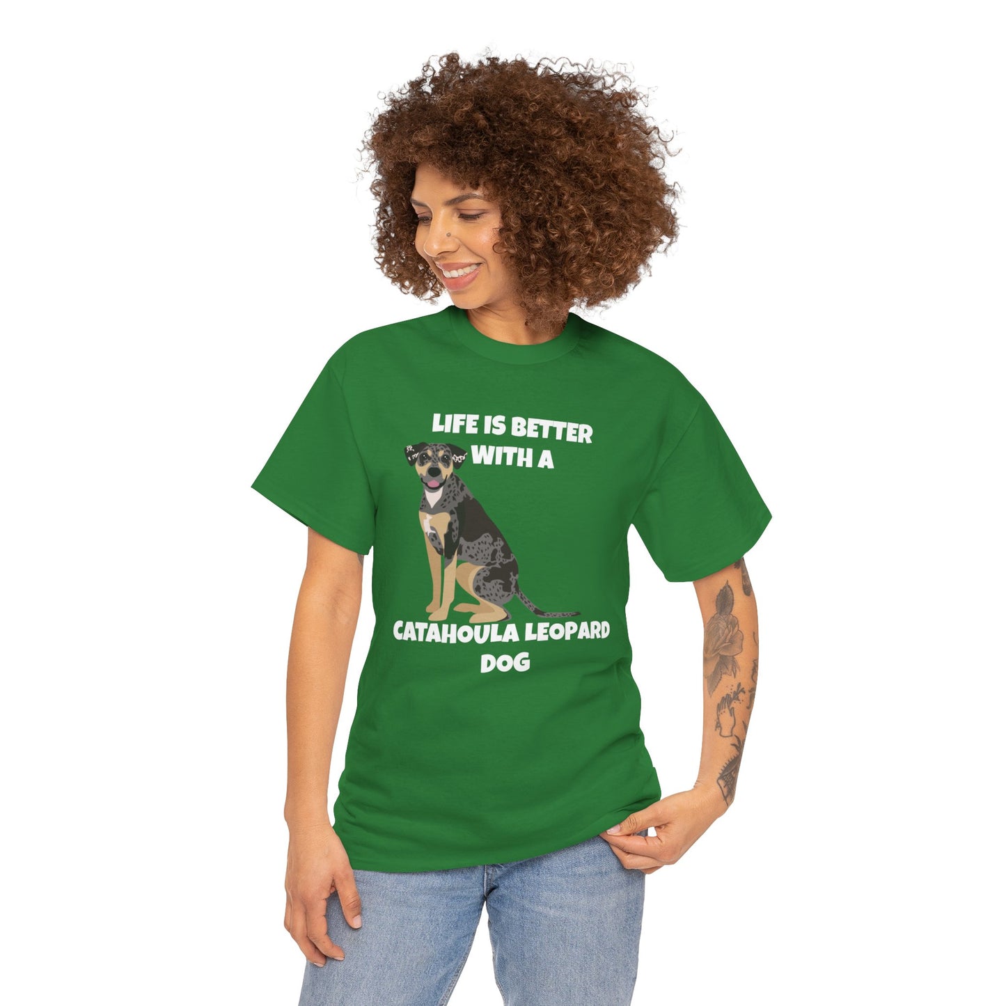 Catahoula Dog, Catahoula, Life is Better with a Catahoula Leopard Dog, Dark Unisex Heavy Cotton Tee