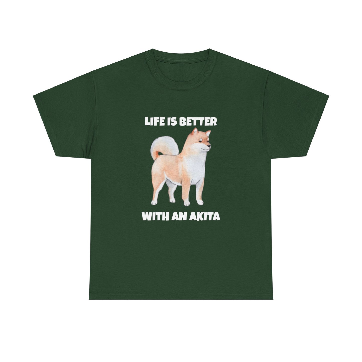 Akita, Akita Dog, Life is Better with an Akita, Dark Unisex Heavy Cotton Tee