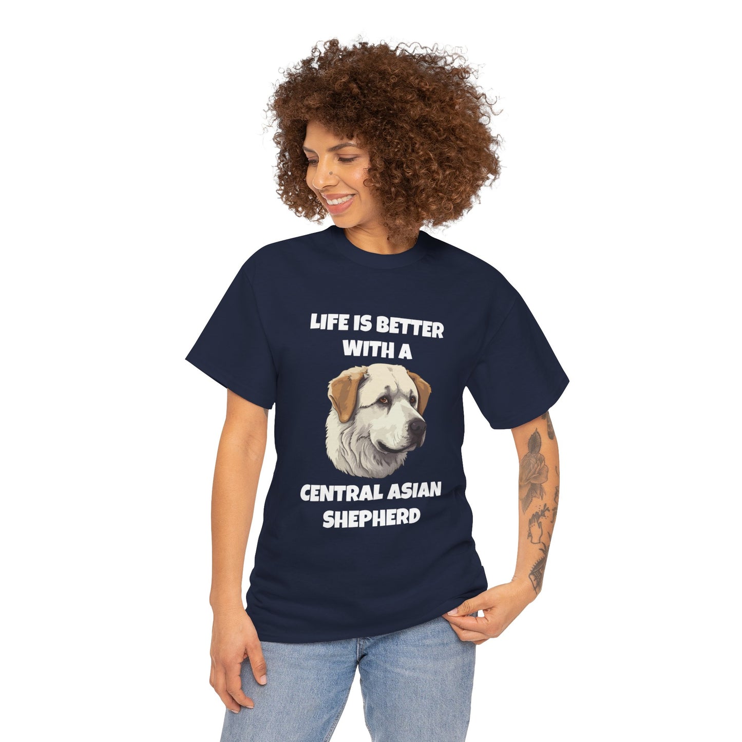 Central Asian Shepherd, Central Asian Shepherd Dog, Life is Better with a Central Asian Shepherd, Dark Unisex Heavy Cotton Tee