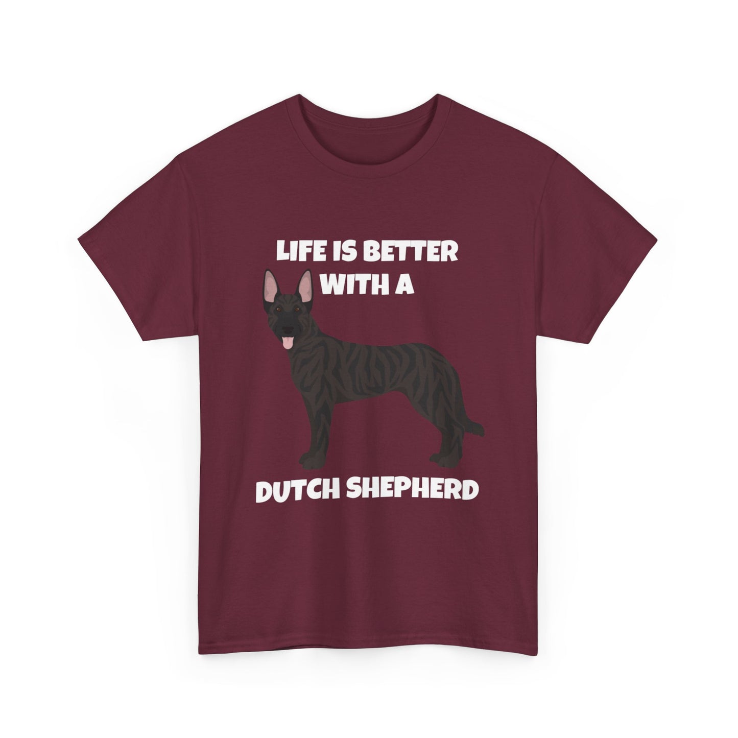 Dutch Shepherd Dog, Life is Better with a Dutch Shepherd, Dark Unisex Heavy Cotton Tee