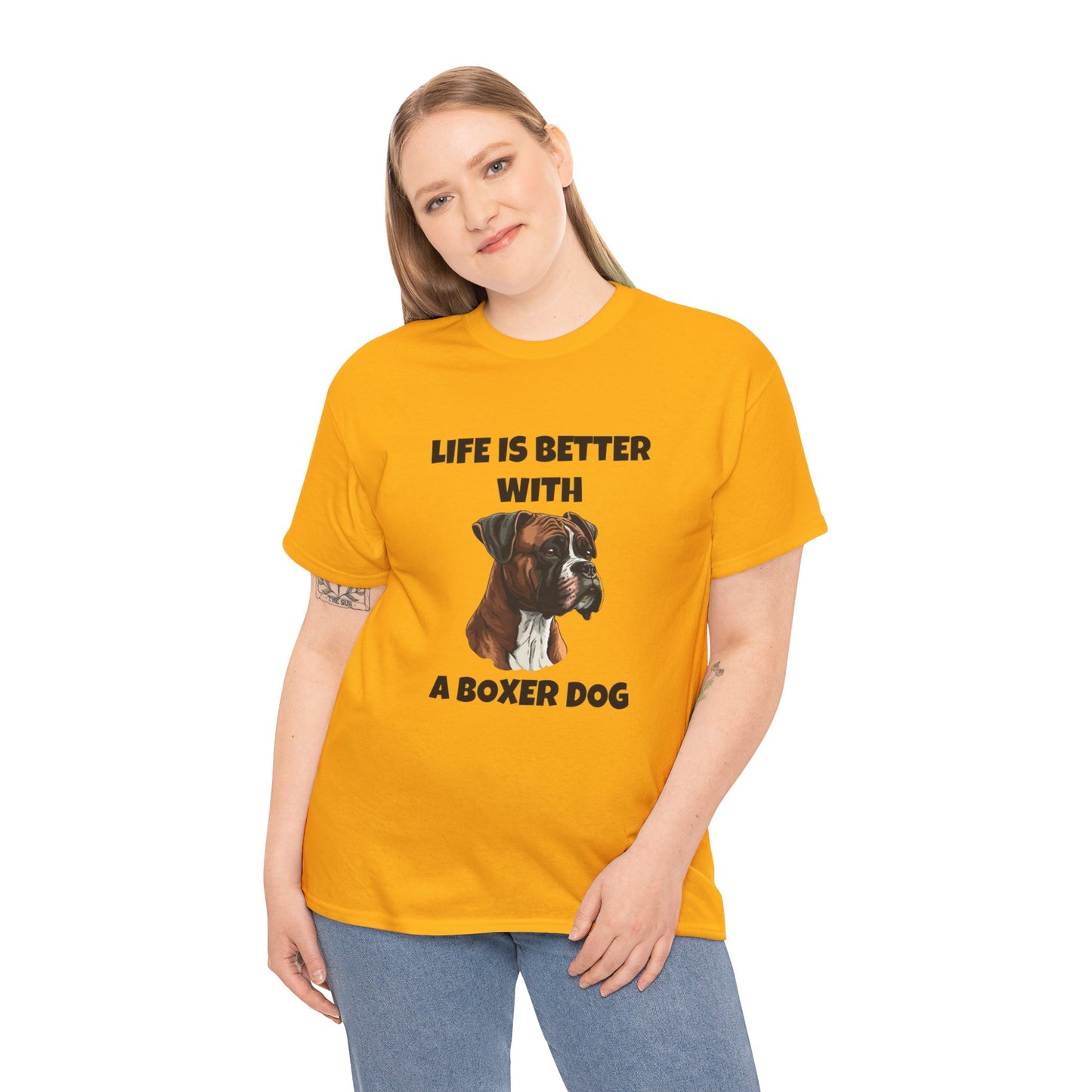 Boxer, Boxer Dog, Life is Better with a Boxer Dog, Unisex Heavy Cotton Tee