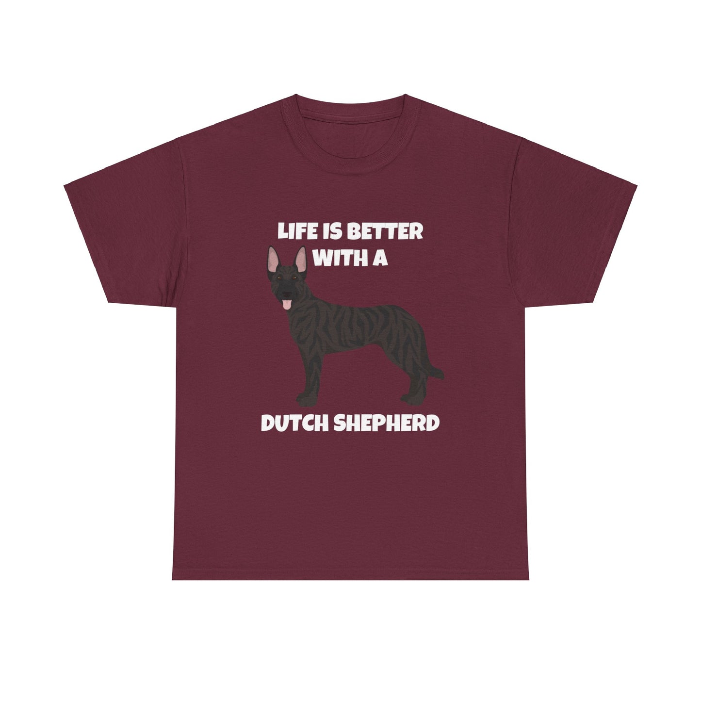 Dutch Shepherd Dog, Life is Better with a Dutch Shepherd, Dark Unisex Heavy Cotton Tee