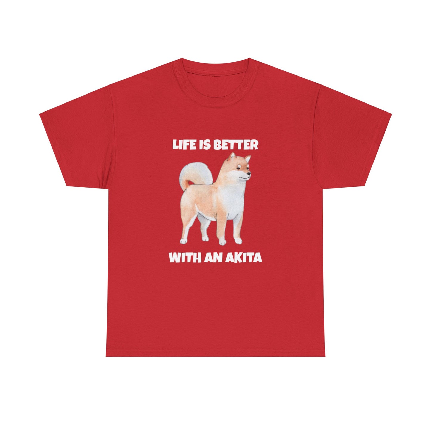 Akita, Akita Dog, Life is Better with an Akita, Dark Unisex Heavy Cotton Tee