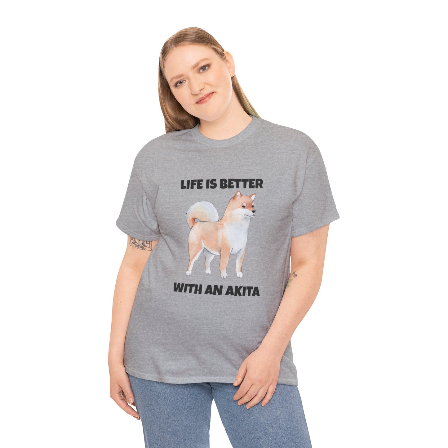 Akita, Akita Dog, Life is Better with an Akita, Unisex Heavy Cotton Tee