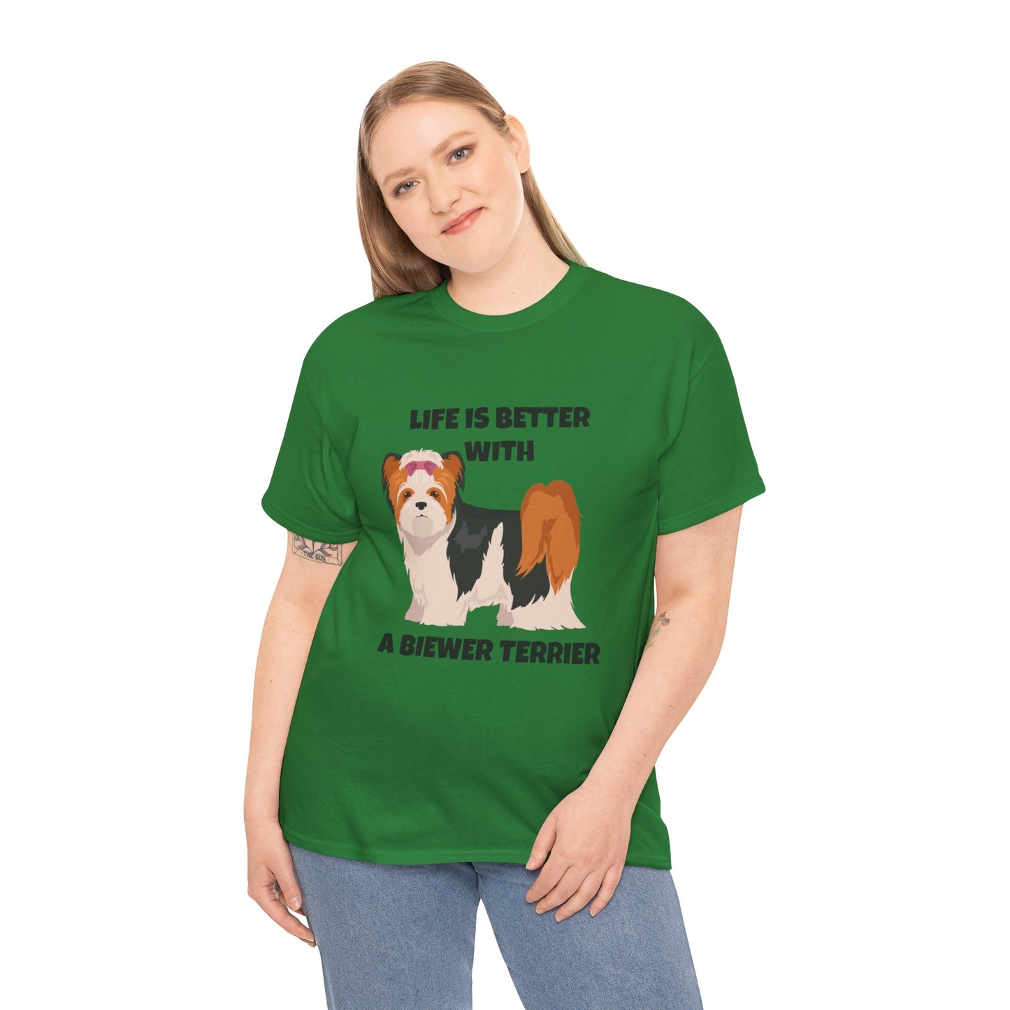 Biewer Terrier, Biewer Terrier Dog, Life is Better with a Biewer Terrier, Unisex Heavy Cotton Tee