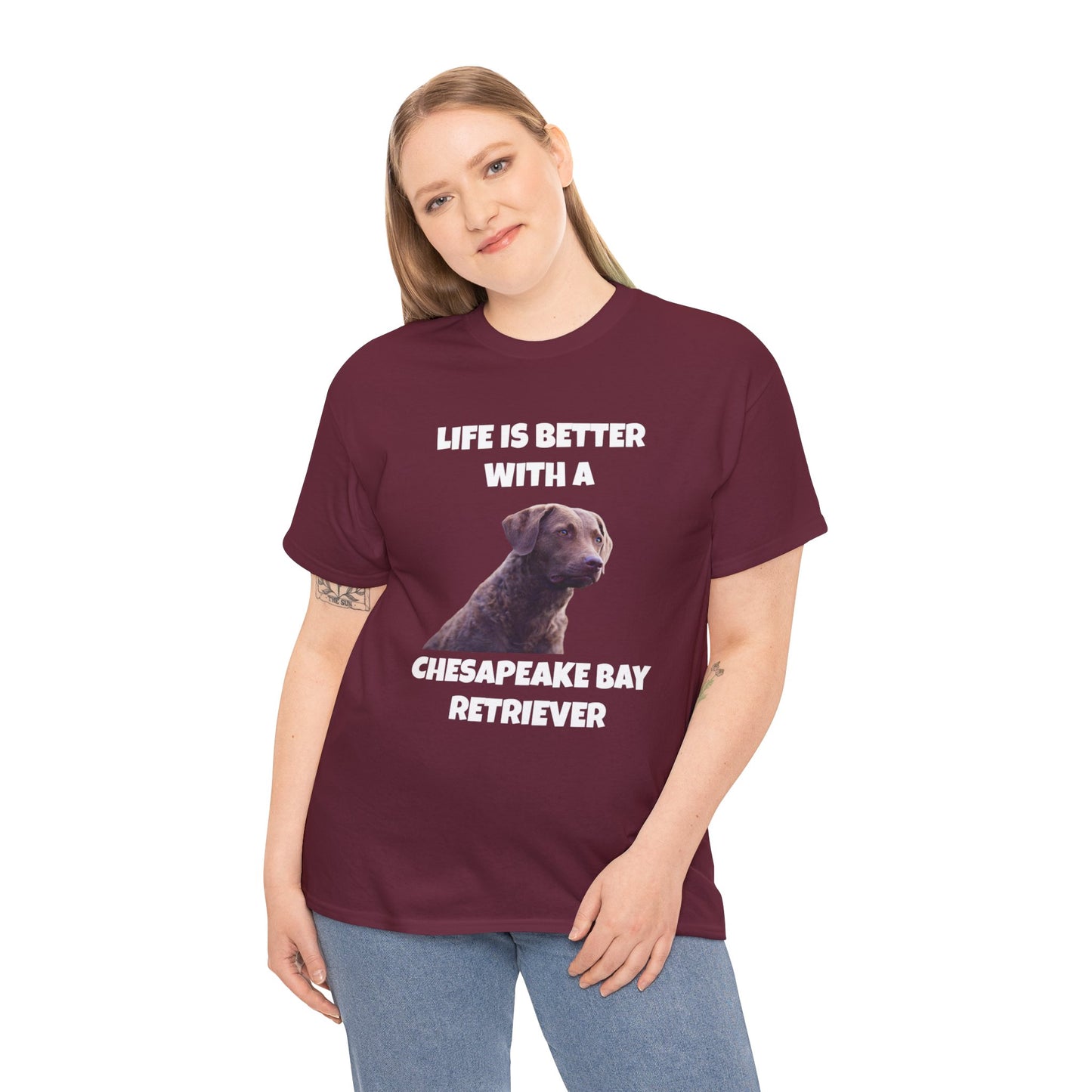 Chesapeake Bay Retriever, Chesapeake Bay Retriever Dog, Life is Better with a Chesapeake Retriever, Dark Unisex Heavy Cotton Tee