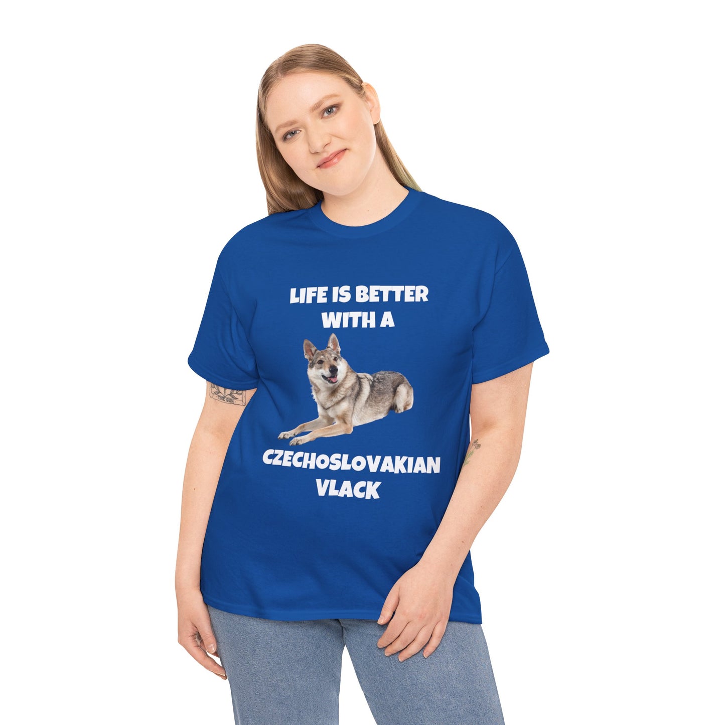Czechoslovakian Vlack Dog, Life is Better with a Czechoslovakian Vlack, Dark Unisex Heavy Cotton Tee