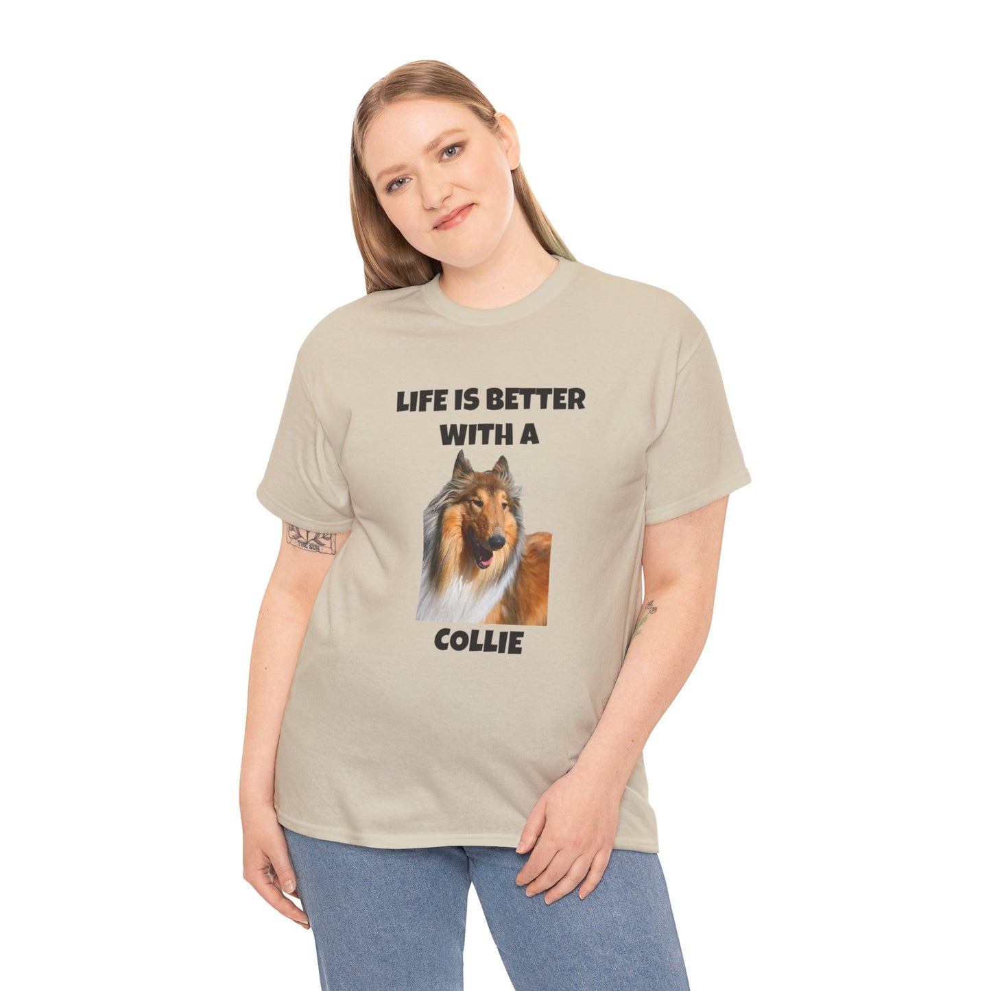 Collie Dog, Life is Better with a Collie, Unisex Heavy Cotton Tee