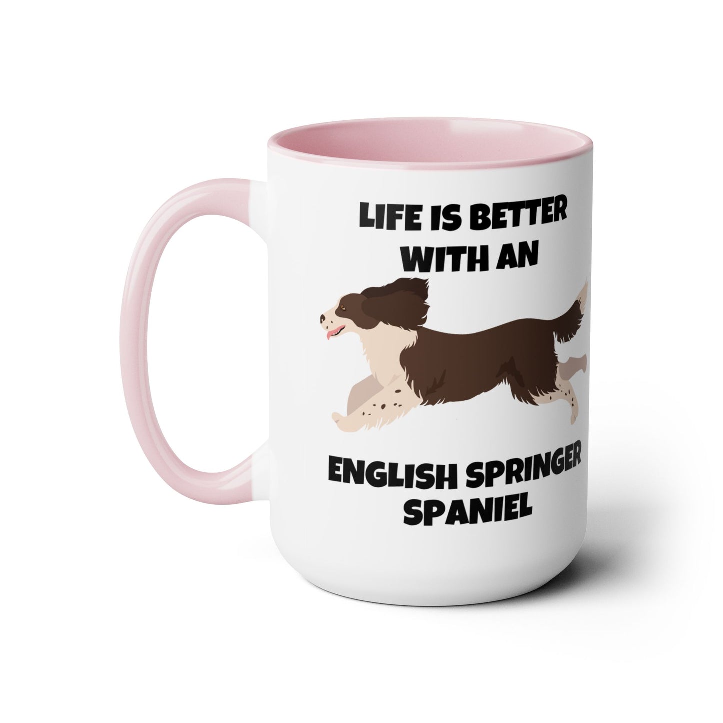 English Springer Spaniel Dog, Life is Better with an English Spaniel, Two-Tone Coffee Mug