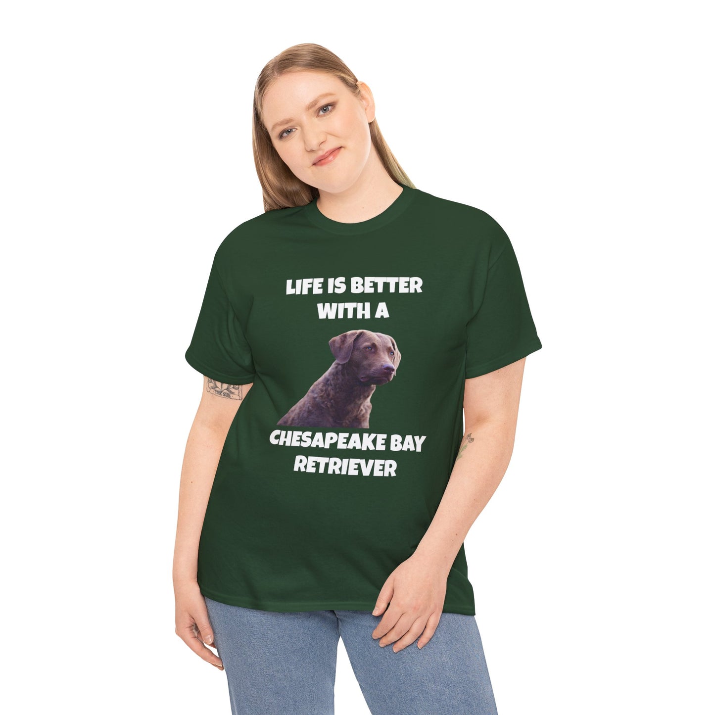 Chesapeake Bay Retriever, Chesapeake Bay Retriever Dog, Life is Better with a Chesapeake Retriever, Dark Unisex Heavy Cotton Tee