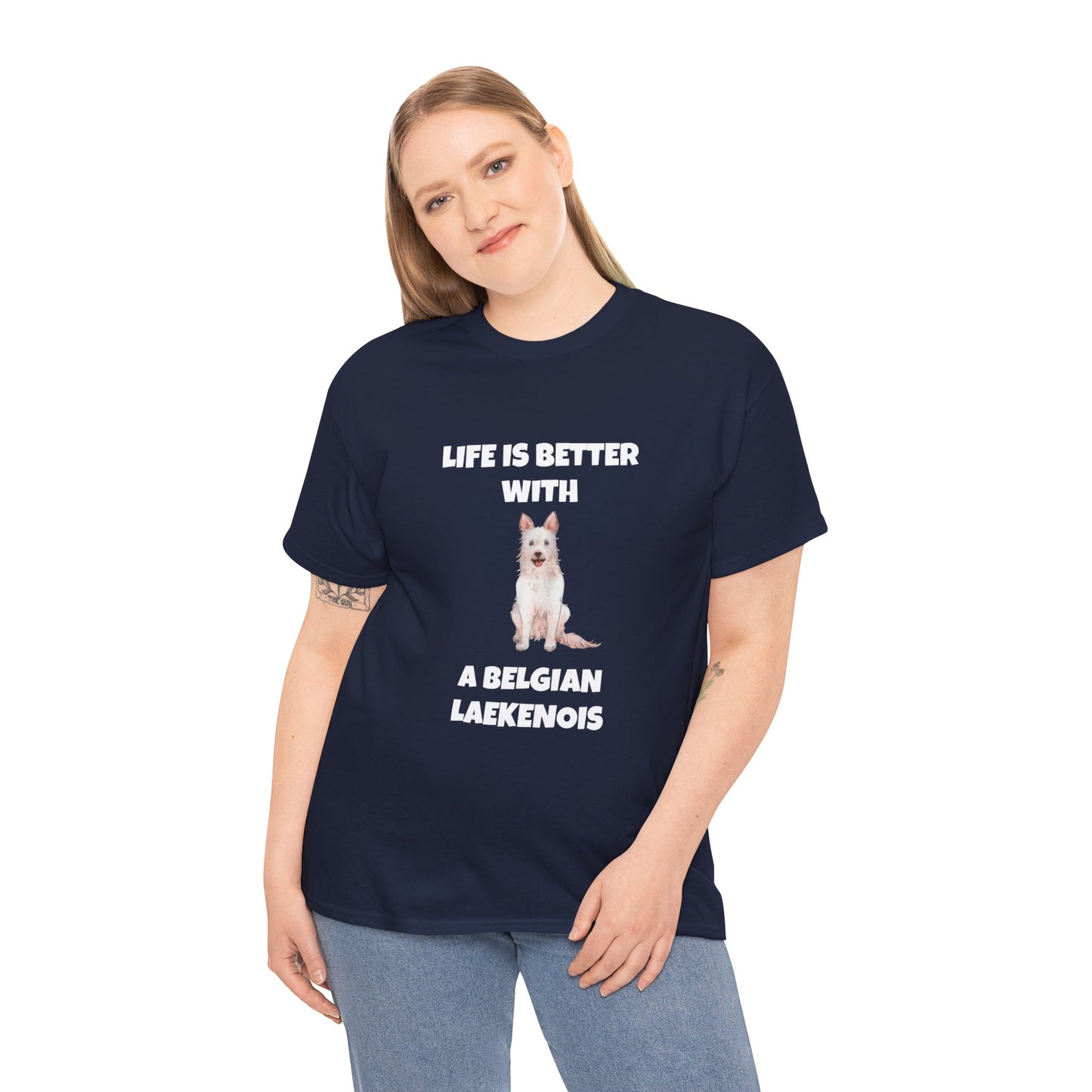 Belgian Laekenois, Belgian Laekenois Dog, Laekenois, Life is Better with a Belgian Laekenois, Dark Unisex Heavy Cotton Tee