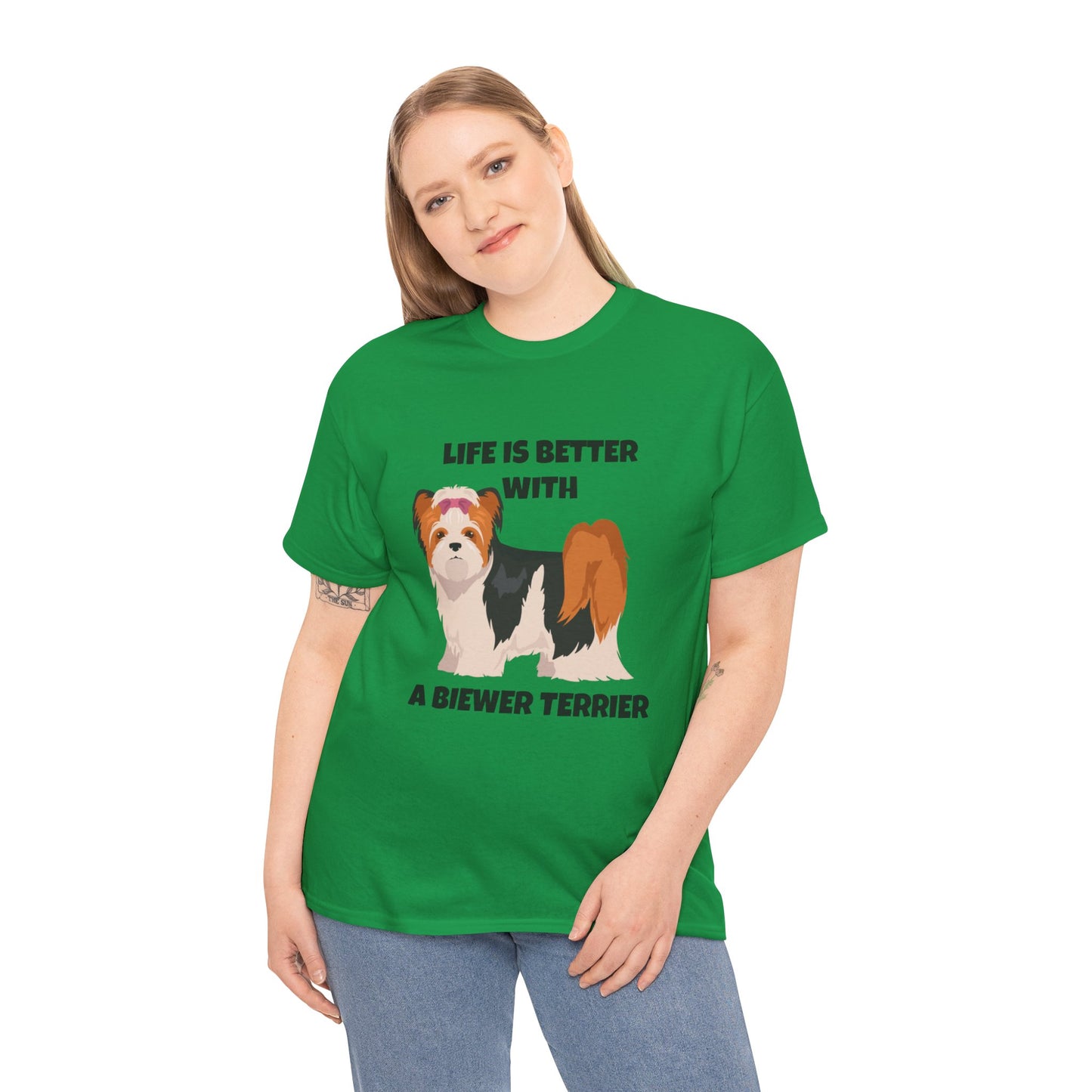 Biewer Terrier, Biewer Terrier Dog, Life is Better with a Biewer Terrier, Unisex Heavy Cotton Tee