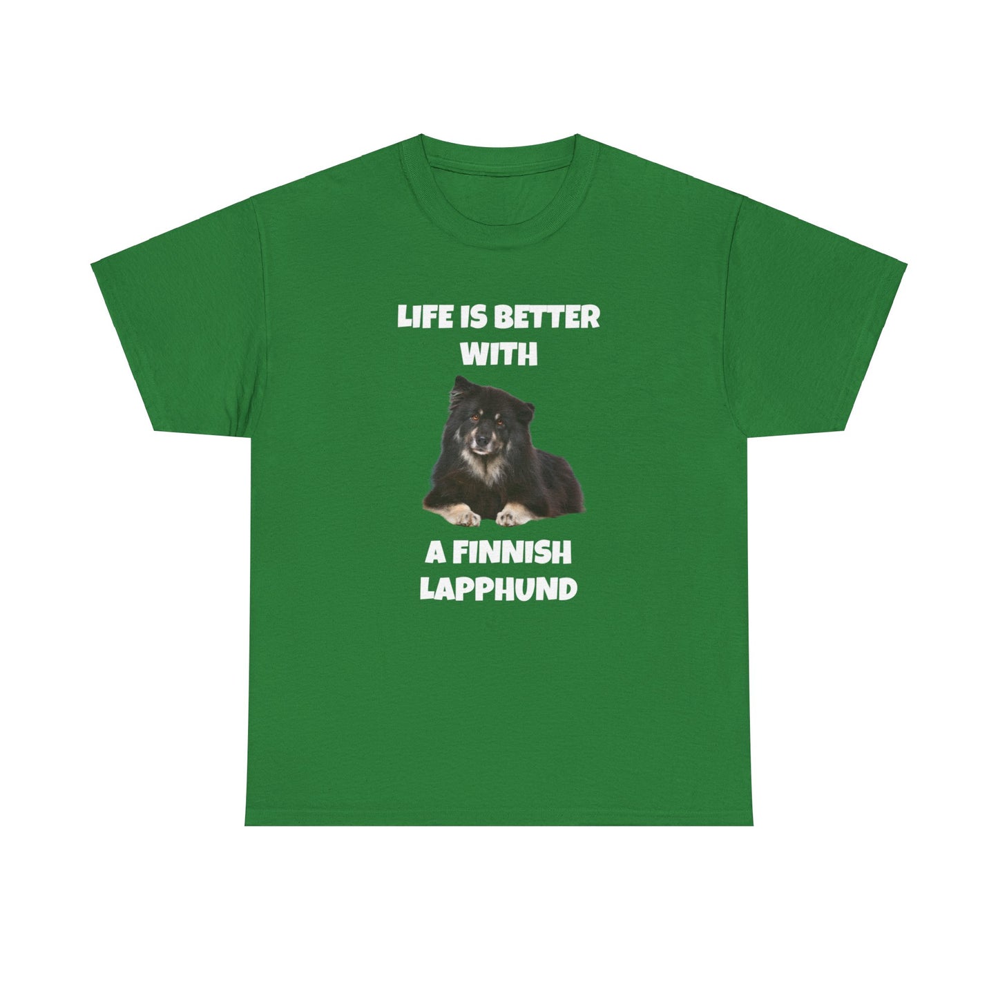 Finnish Lapphund, Finnish Lapphund Dog, Life is Better with a Finnish Lapphund, Dark Unisex Heavy Cotton Tee