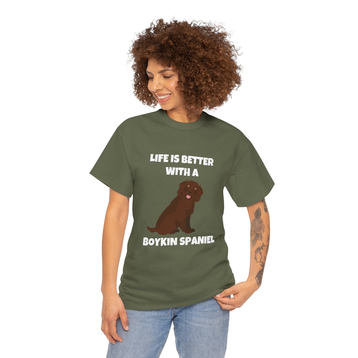 Boykin Spaniel, Boykin Spaniel Dog, Life is Better with a Boykin Spaniel, Dark Unisex Heavy Cotton Tee