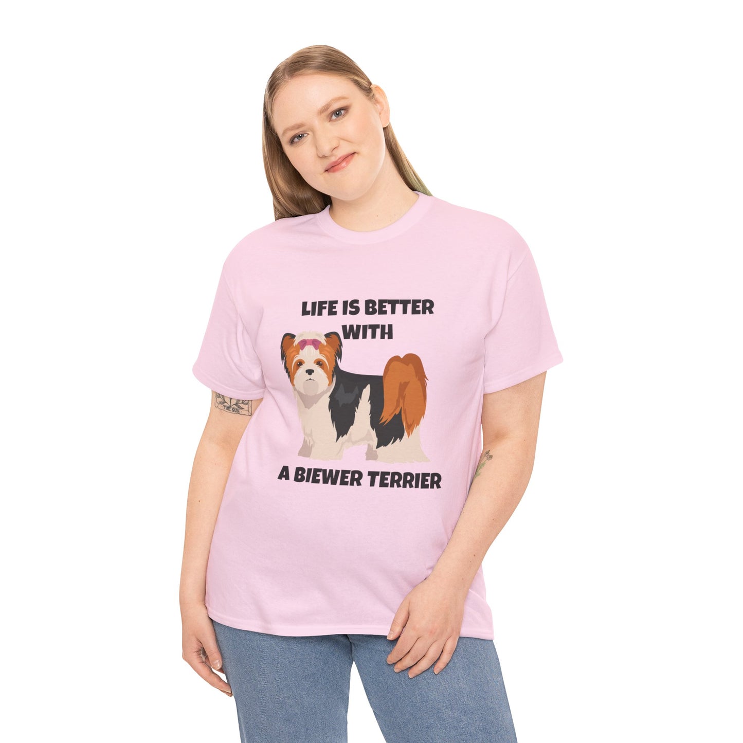 Biewer Terrier, Biewer Terrier Dog, Life is Better with a Biewer Terrier, Unisex Heavy Cotton Tee