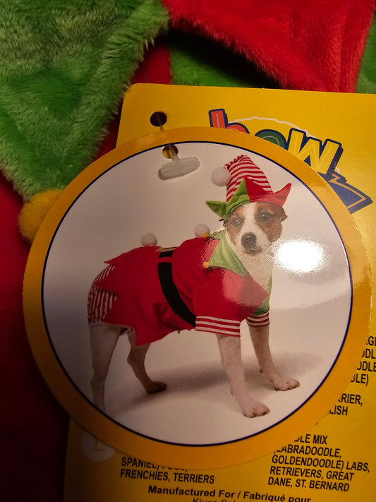 1 Dog Christmas Costume - Santa's Cutest Elf - Size Medium