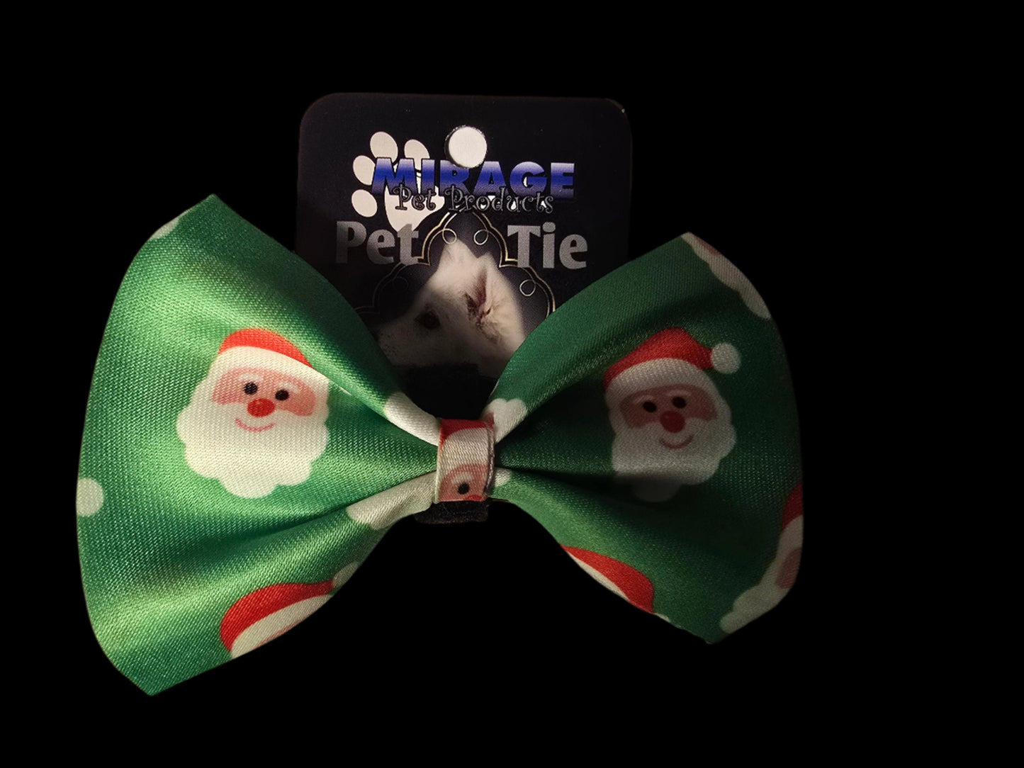 Dog or Cat Collar Christmas Bowtie - Santa Claus with Velcro attachment