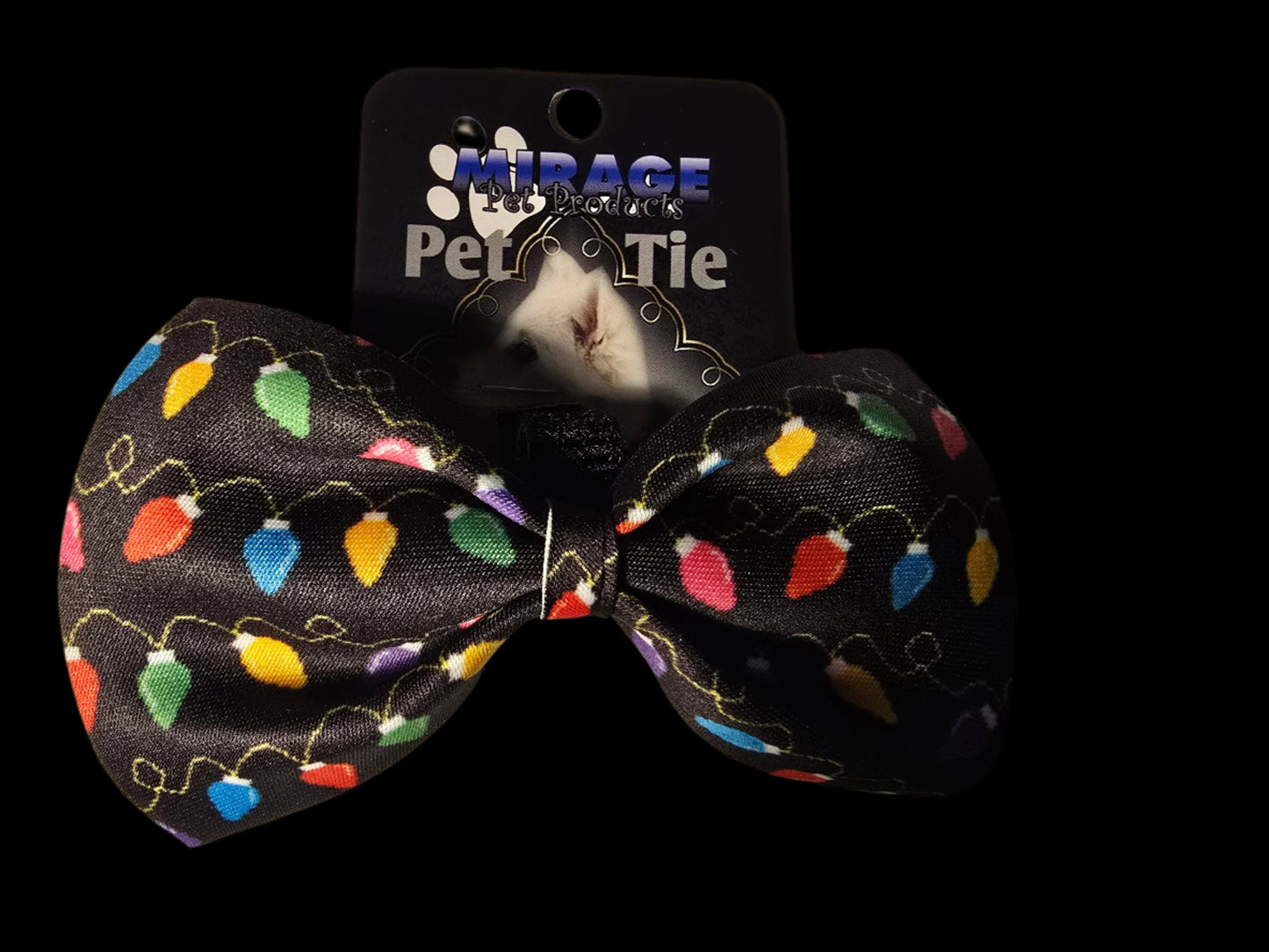 Dog or Cat Collar Christmas Bowtie - Christmas Lights with Velcro attachment