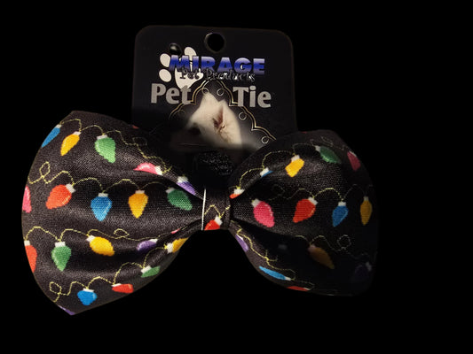 1 Dog or Cat Collar Christmas Bowtie - Christmas Lights with Velcro attachment