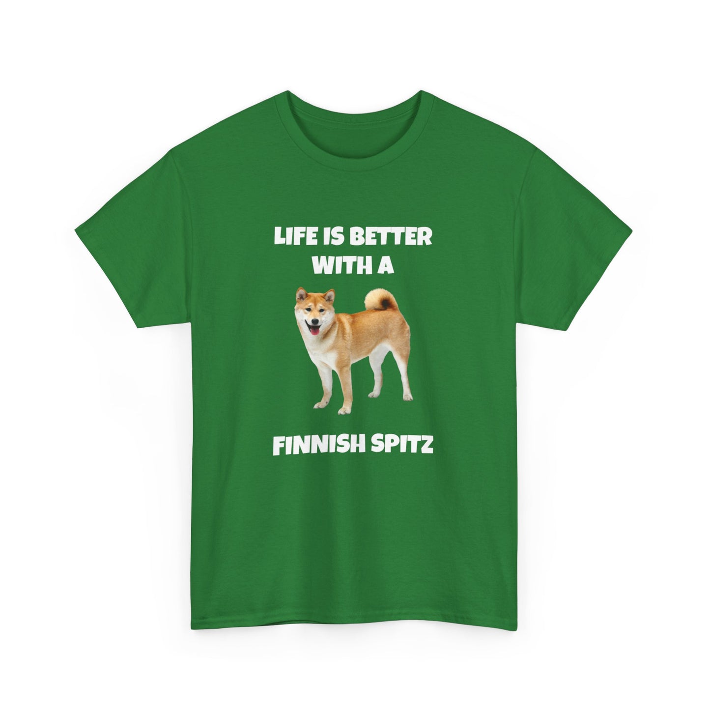 Finnish Spitz, Finnish Spitz Dog, Life is Better with a Finnish Spitz, Dark Unisex Heavy Cotton Tee