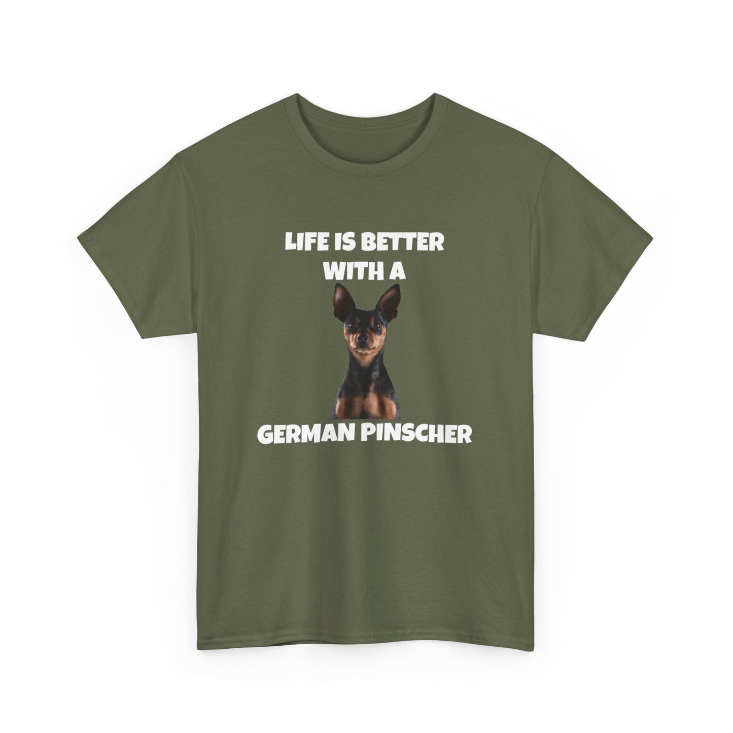 German Pinscher, German Pinscher Dog, Life is Better with a German Pinscher, Dark Unisex Heavy Cotton Tee