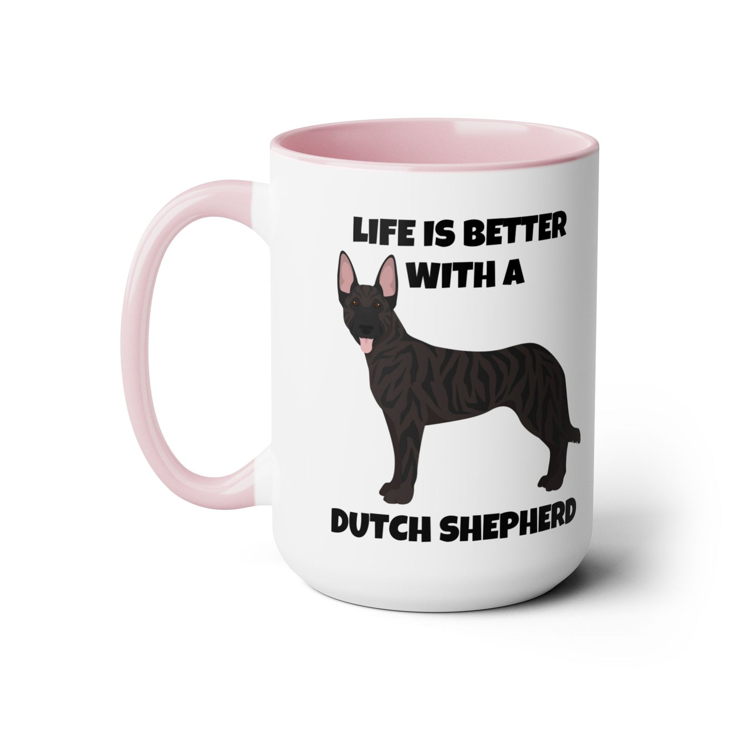 Dutch Shepherd Dog, Life is Better with a Dutch Shepherd, Two-Tone Coffee Mugs, 15oz