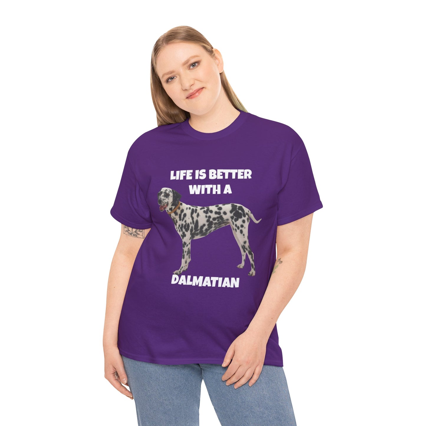 Dalmatian Dog, Life is Better with a Dalmatian, Dark Unisex Heavy Cotton Tee