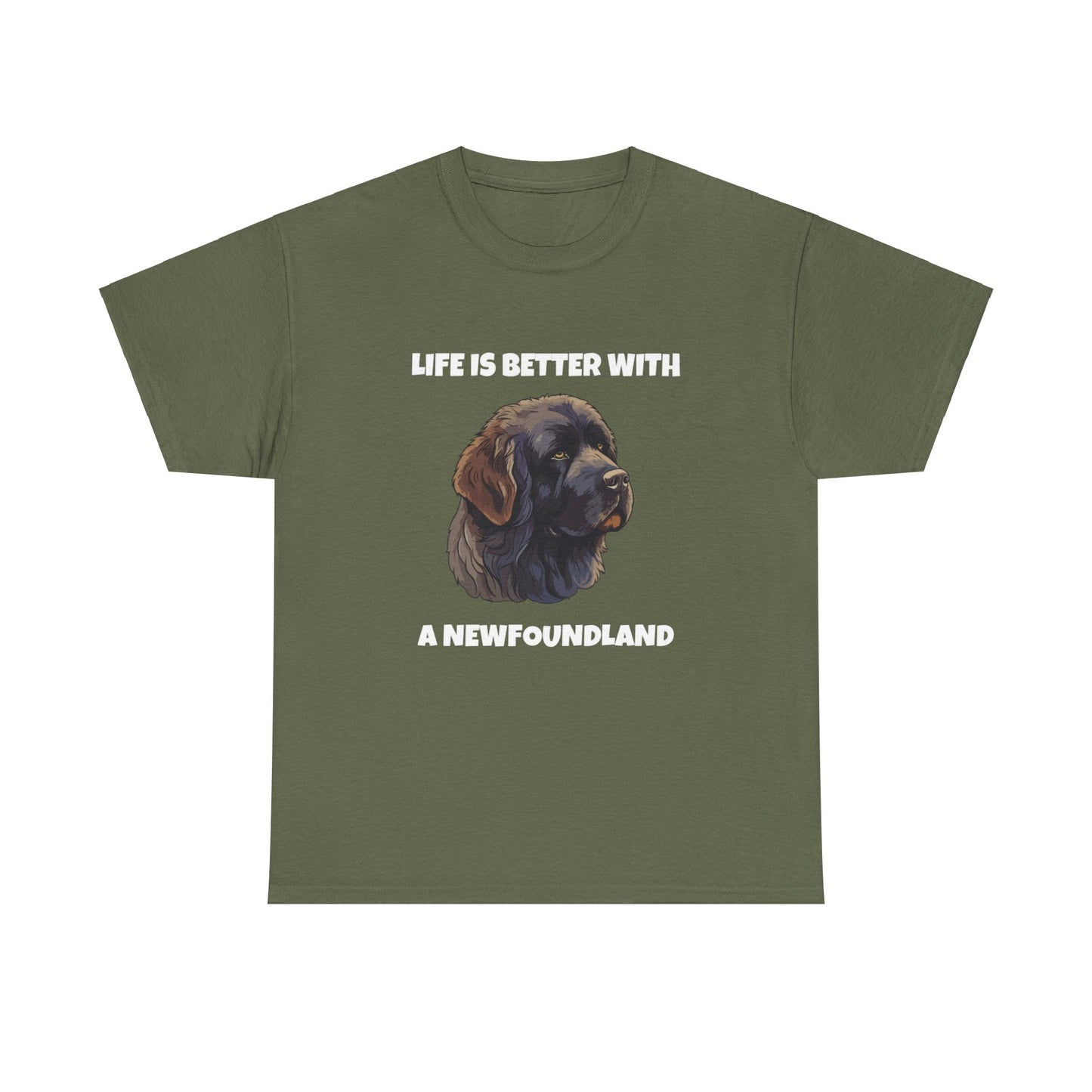 Newfoundland, Newfoundland Dog, Newfie, Life is Better with a Newfoundland, Dark Unisex Heavy Cotton Tee