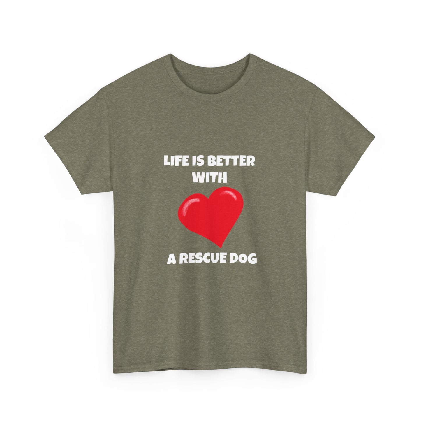 Rescue, Rescue Dog, Life is Better with a Rescue Dog, Dark Unisex Heavy Cotton Tee