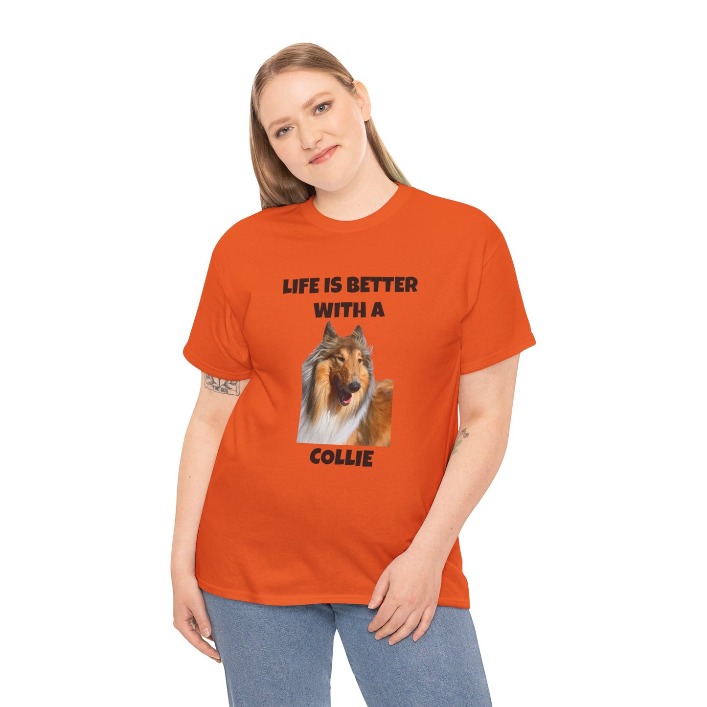 Collie Dog, Life is Better with a Collie, Unisex Heavy Cotton Tee