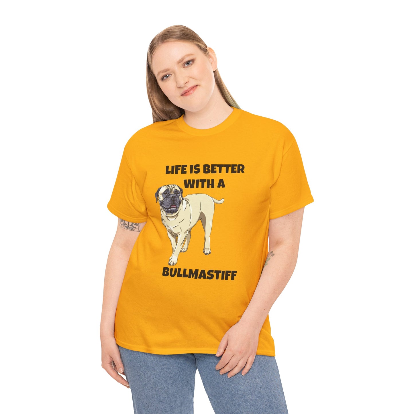 Bullmastiff, Bullmastiff Dog, Mastiff, Life is Better with a Bullmastiff, Unisex Heavy Cotton Tee