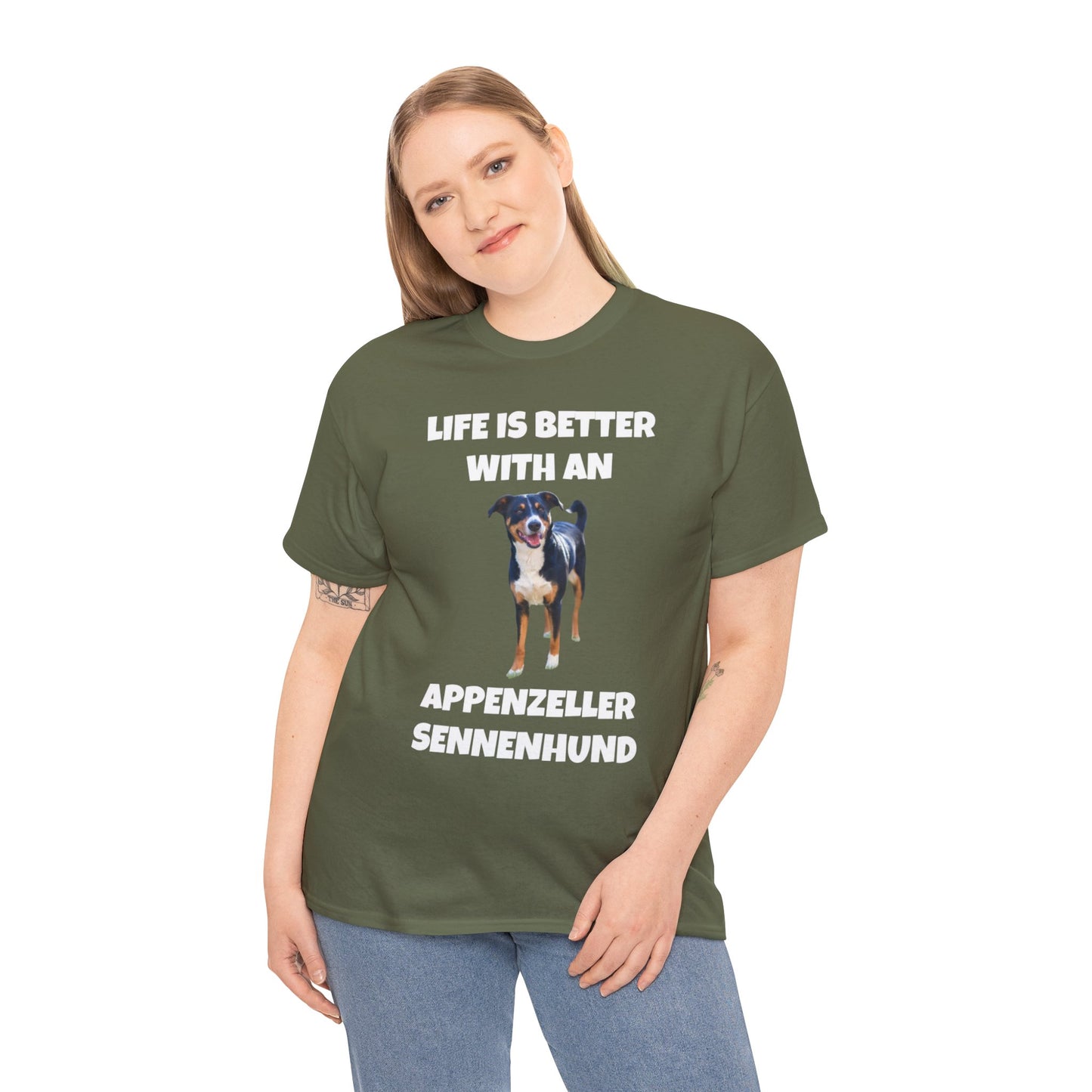 Appenzeller Sennenhund, Appenzeller Sennenhund Dog, Life Is Better With An Appenzeller Sennenhund, Dark Unisex Heavy Cotton Tee