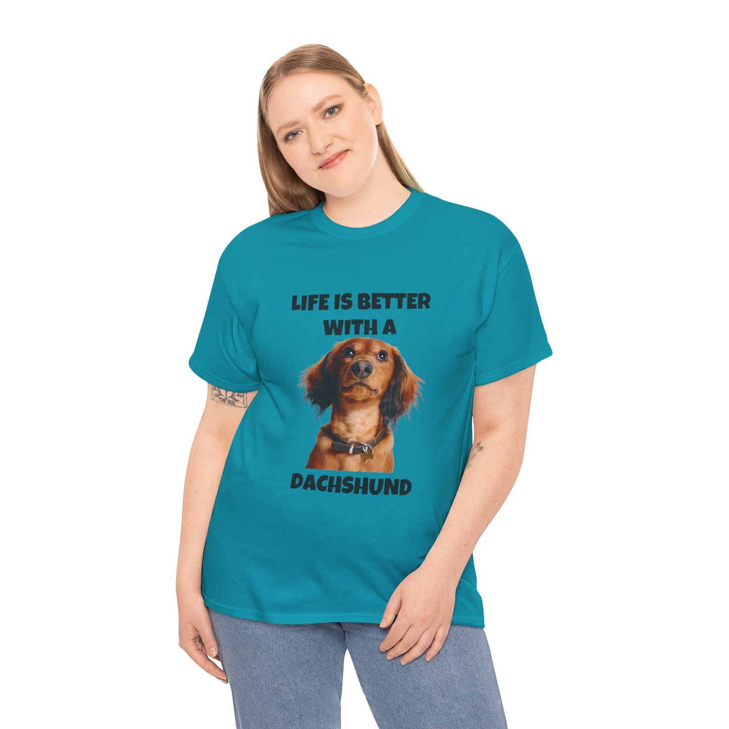 Dachshund Dog, Red Dachshund, Life is Better with a Dachshund, Unisex Heavy Cotton Tee