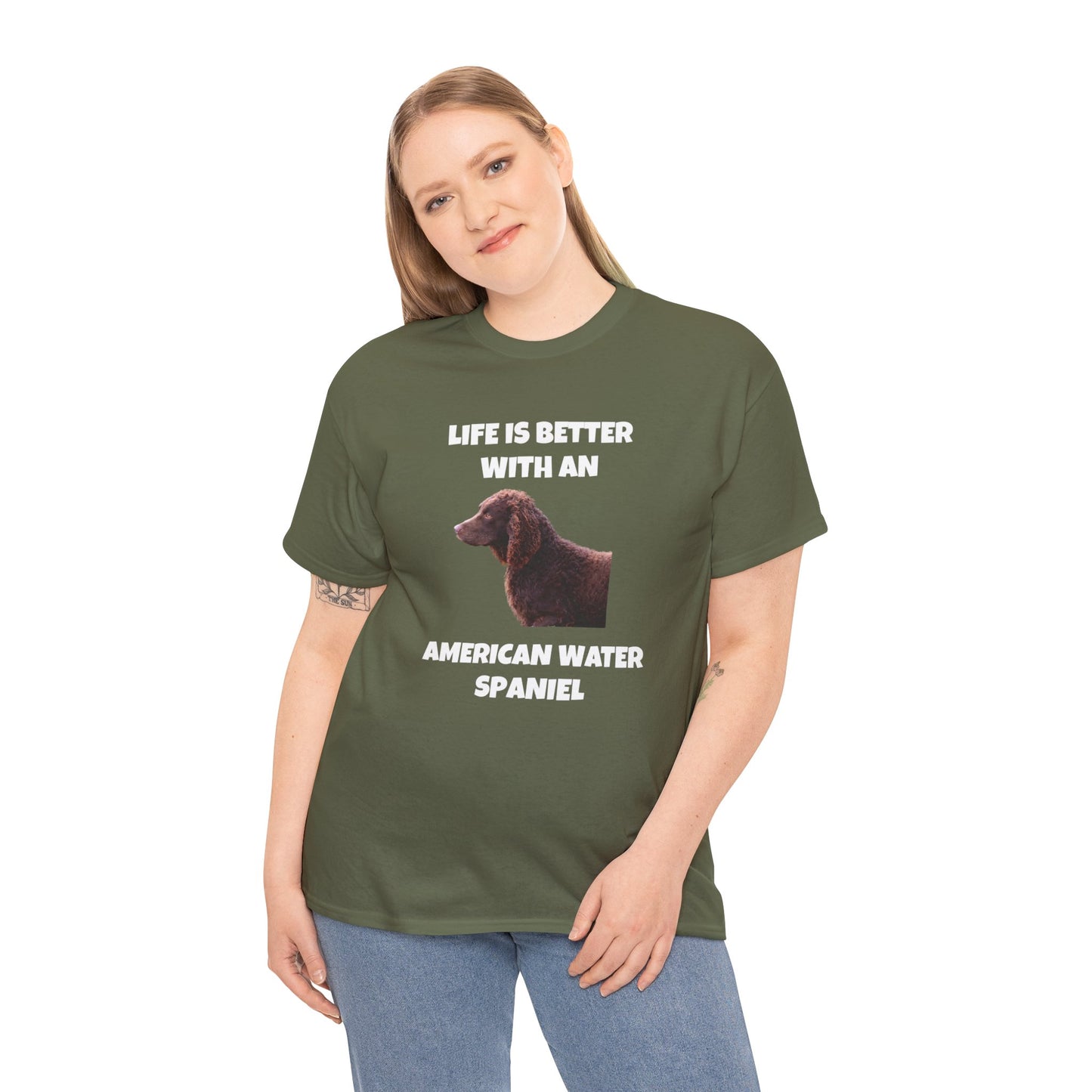 American Water Spaniel, Water Spaniel, American Water Spaniel Dog, Life is Better with an American Water Spaniel, Dark Unisex Heavy Cotton Tee