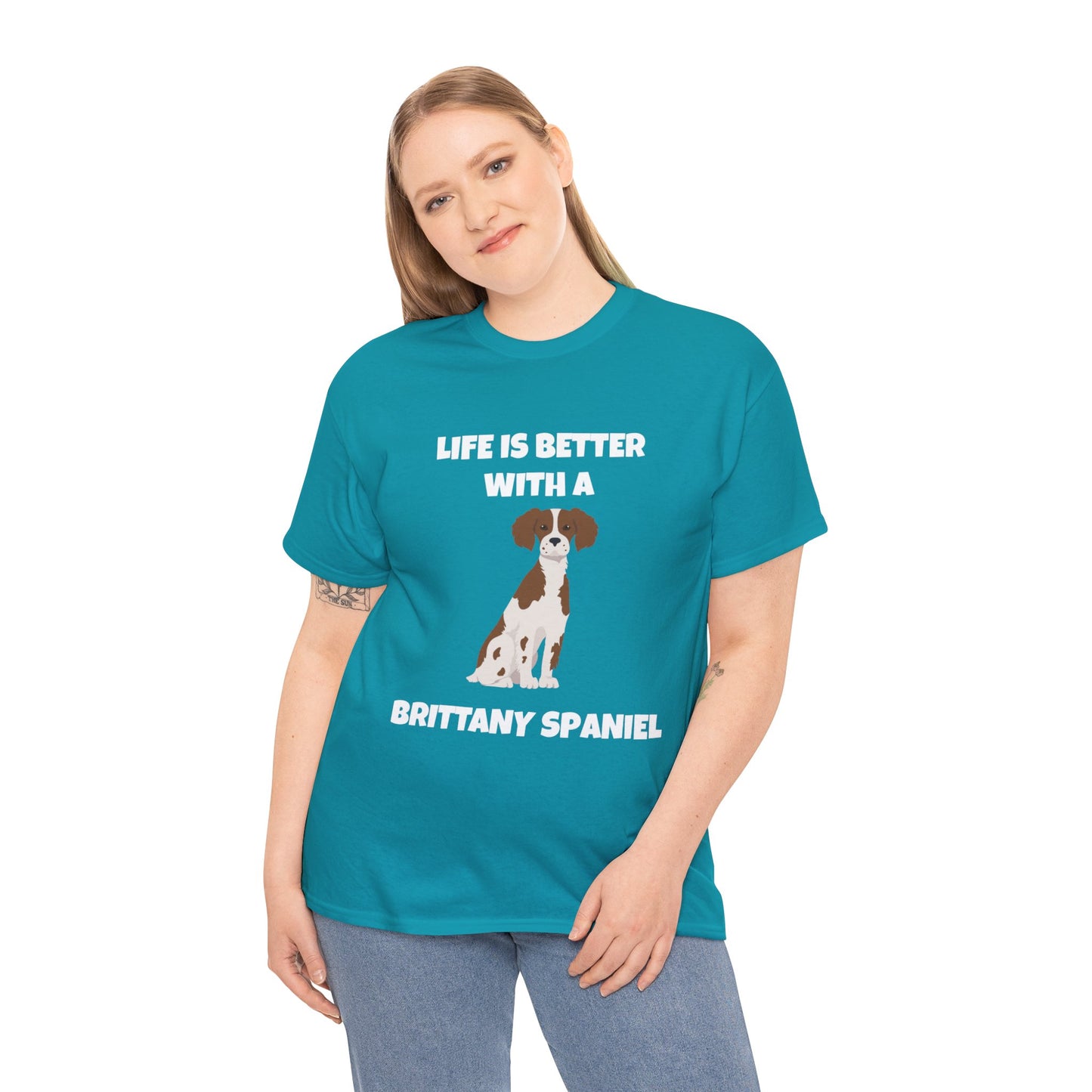 Brittany, Brittany Spaniel, Brittany Spaniel Dog,  Life is Better with a Brittany Spaniel, Dark Unisex Heavy Cotton Tee