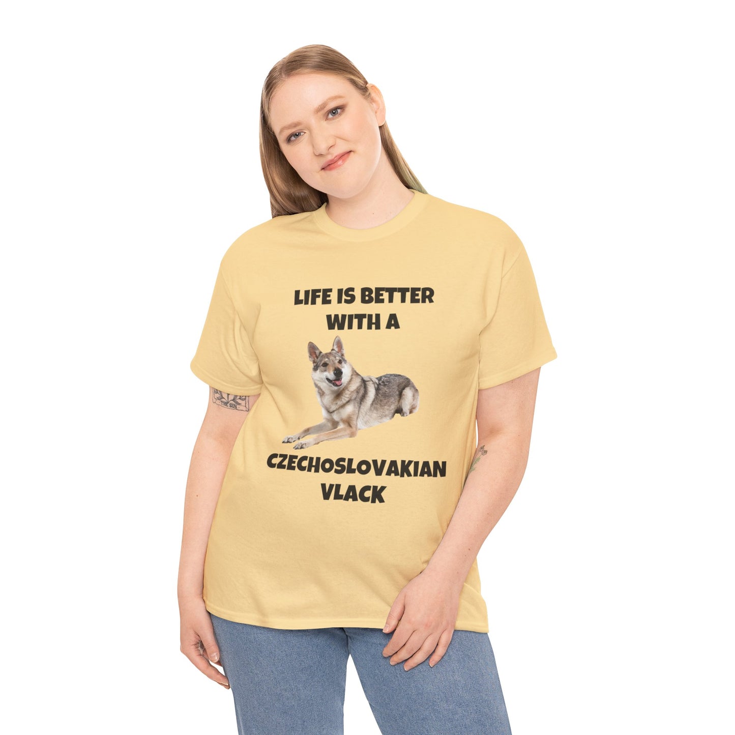 Czechoslovakian Vlack Dog, Life is Better with a Czechoslovakian Vlack, Unisex Heavy Cotton Tee