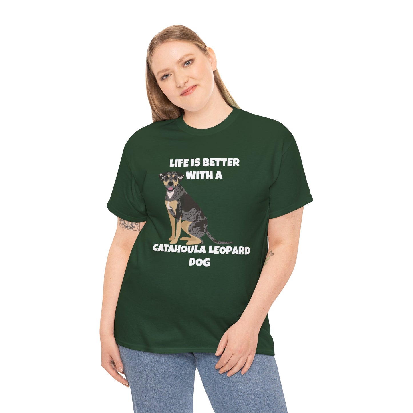 Catahoula Dog, Catahoula, Life is Better with a Catahoula Leopard Dog, Dark Unisex Heavy Cotton Tee