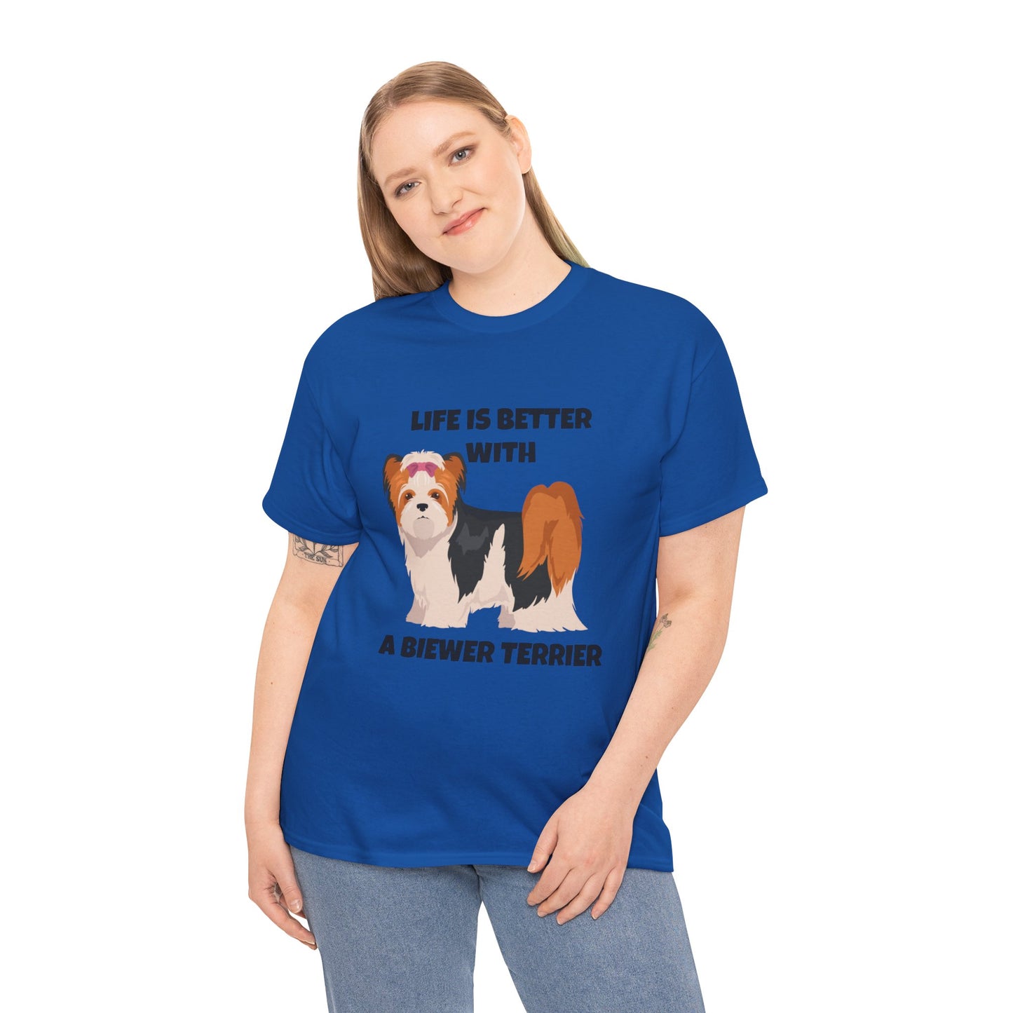 Biewer Terrier, Biewer Terrier Dog, Life is Better with a Biewer Terrier, Unisex Heavy Cotton Tee